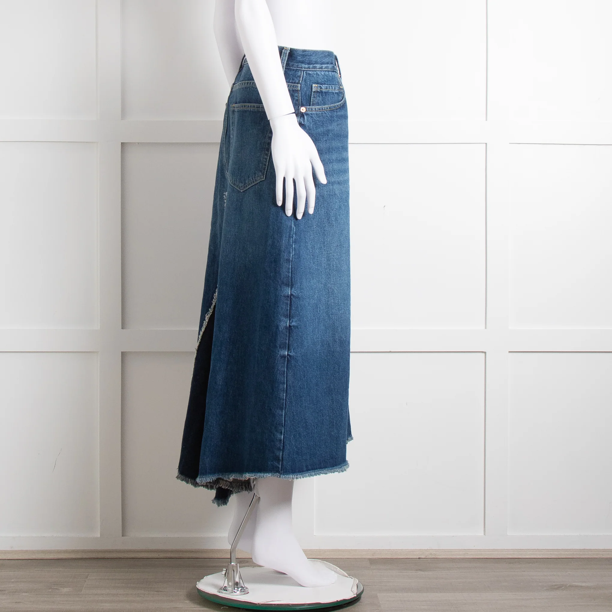 Raey Blue Raw Edge Midi Denim Skirt - Image 3