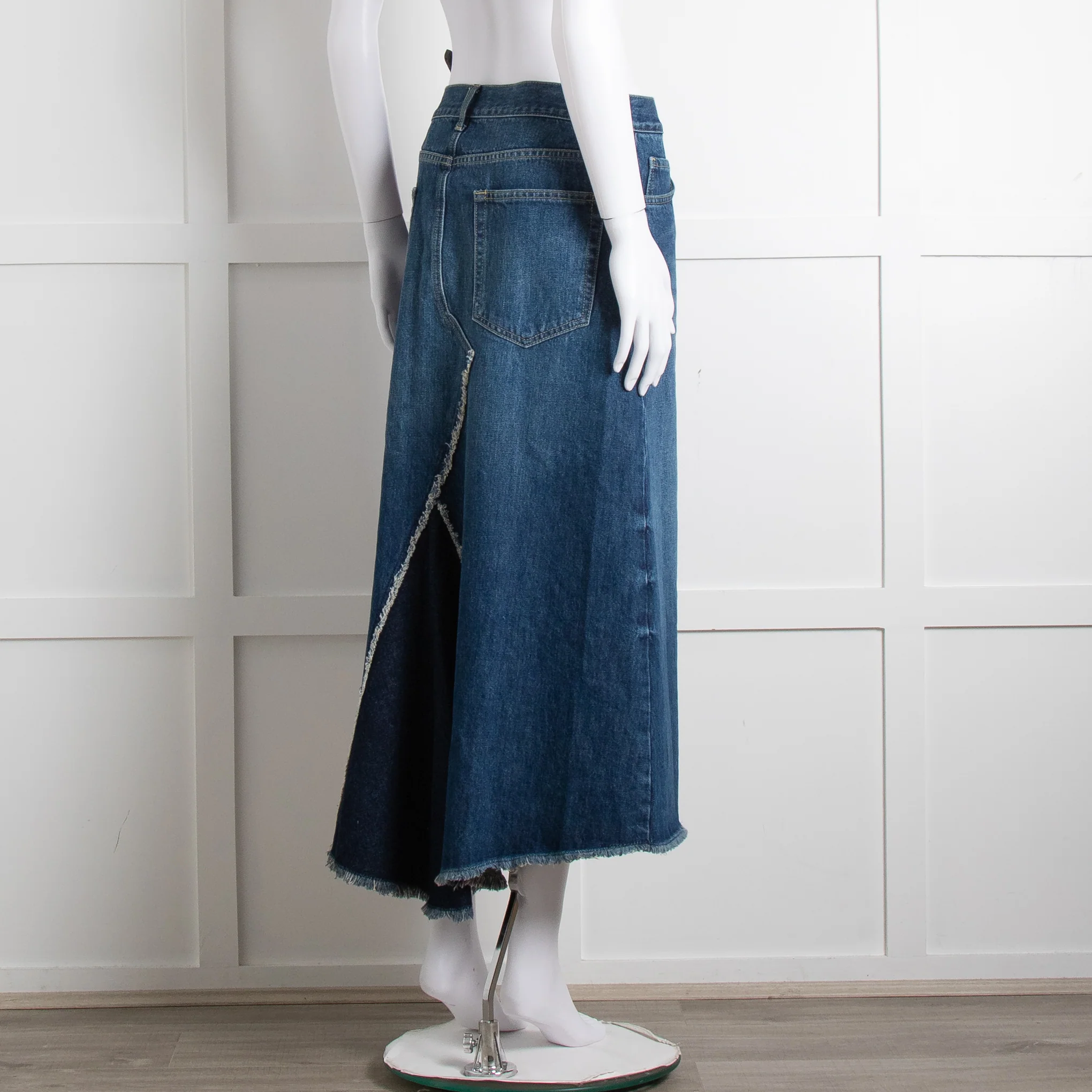 Raey Blue Raw Edge Midi Denim Skirt - Image 4