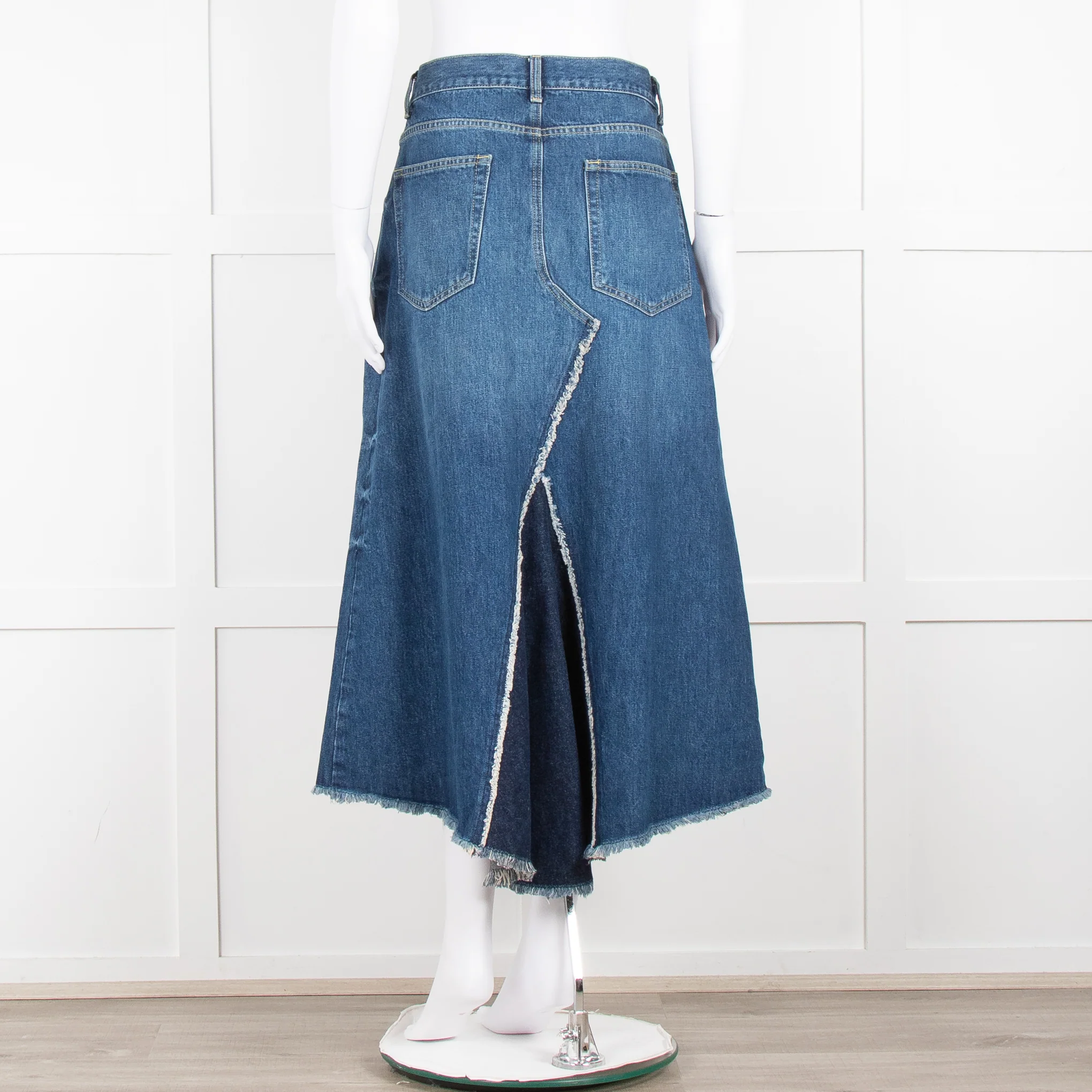 Raey Blue Raw Edge Midi Denim Skirt - Image 5