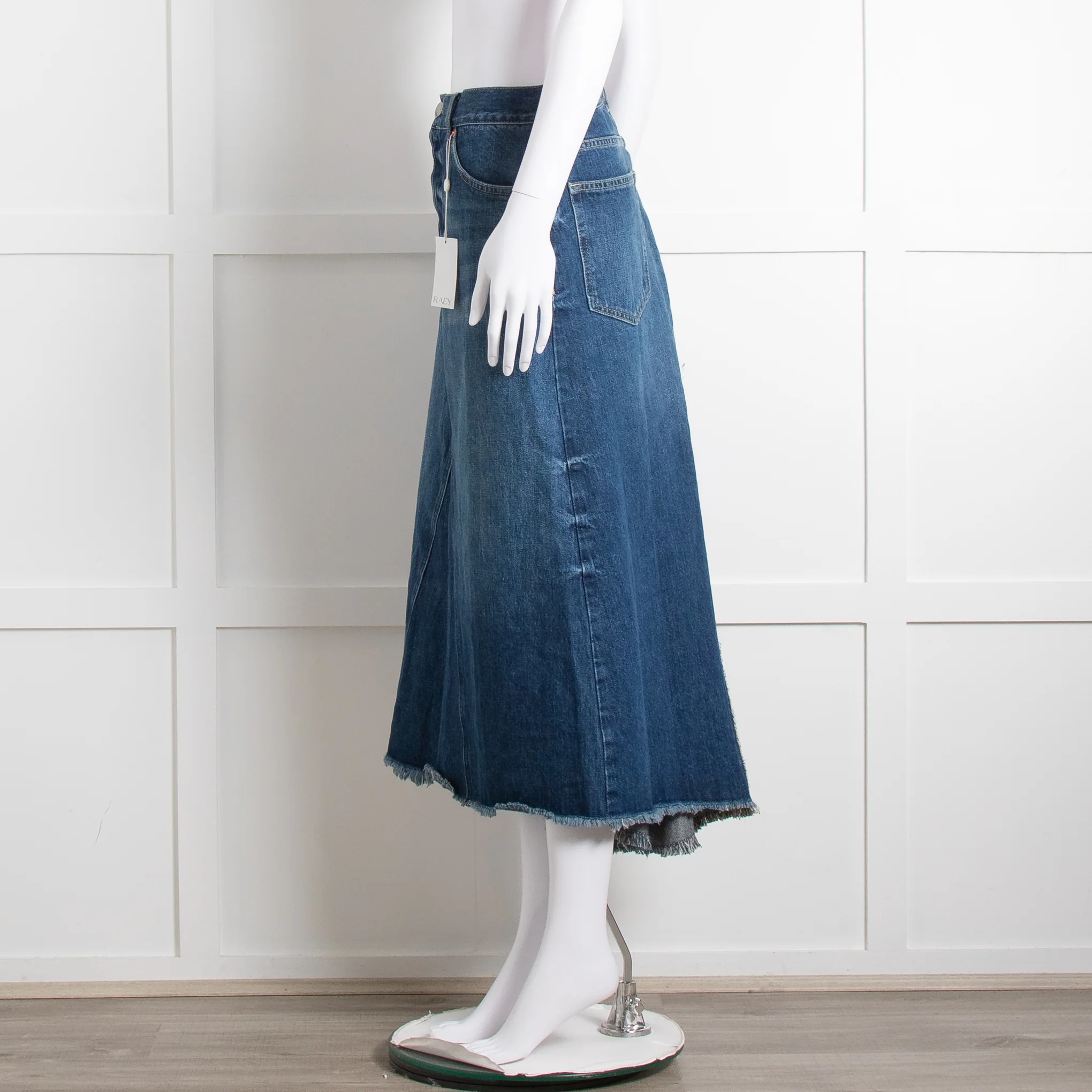 Raey Blue Raw Edge Midi Denim Skirt - Image 7