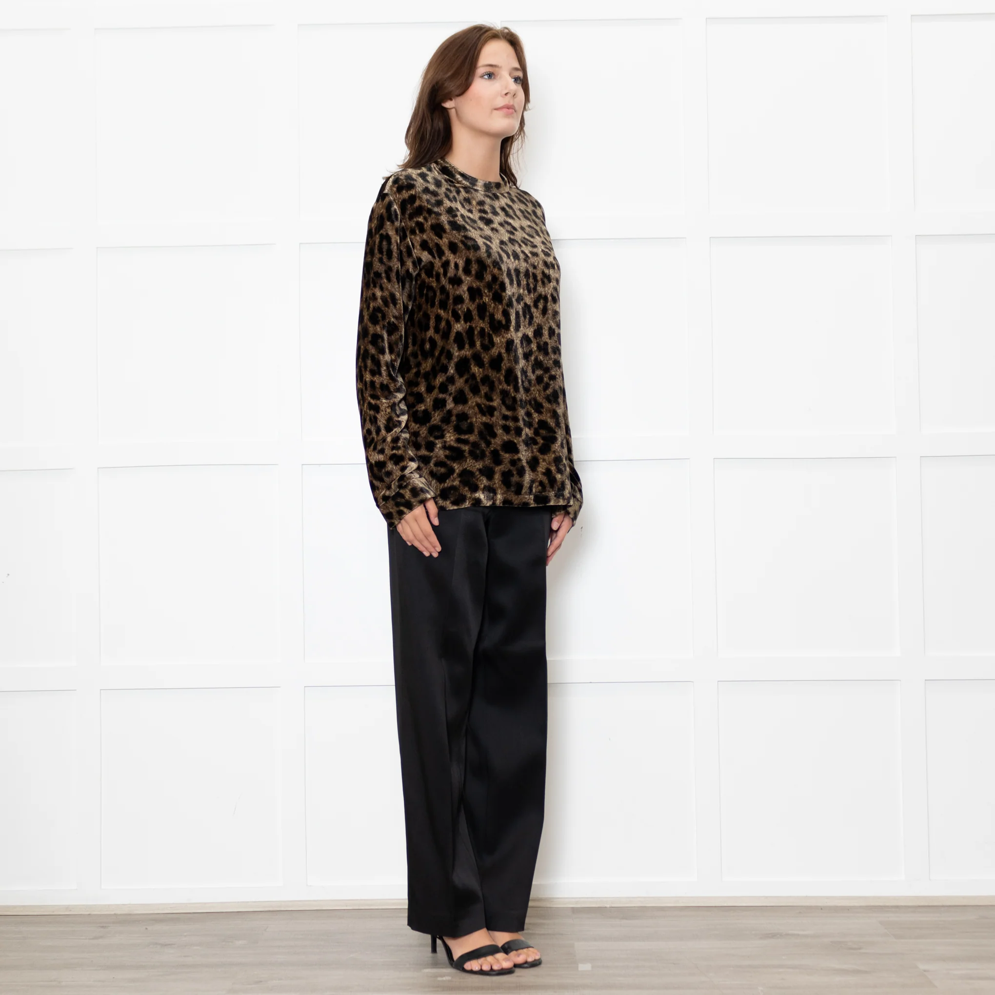 Raey Brown Black Velvet Animal Print Long Sleeve Top - Image 7