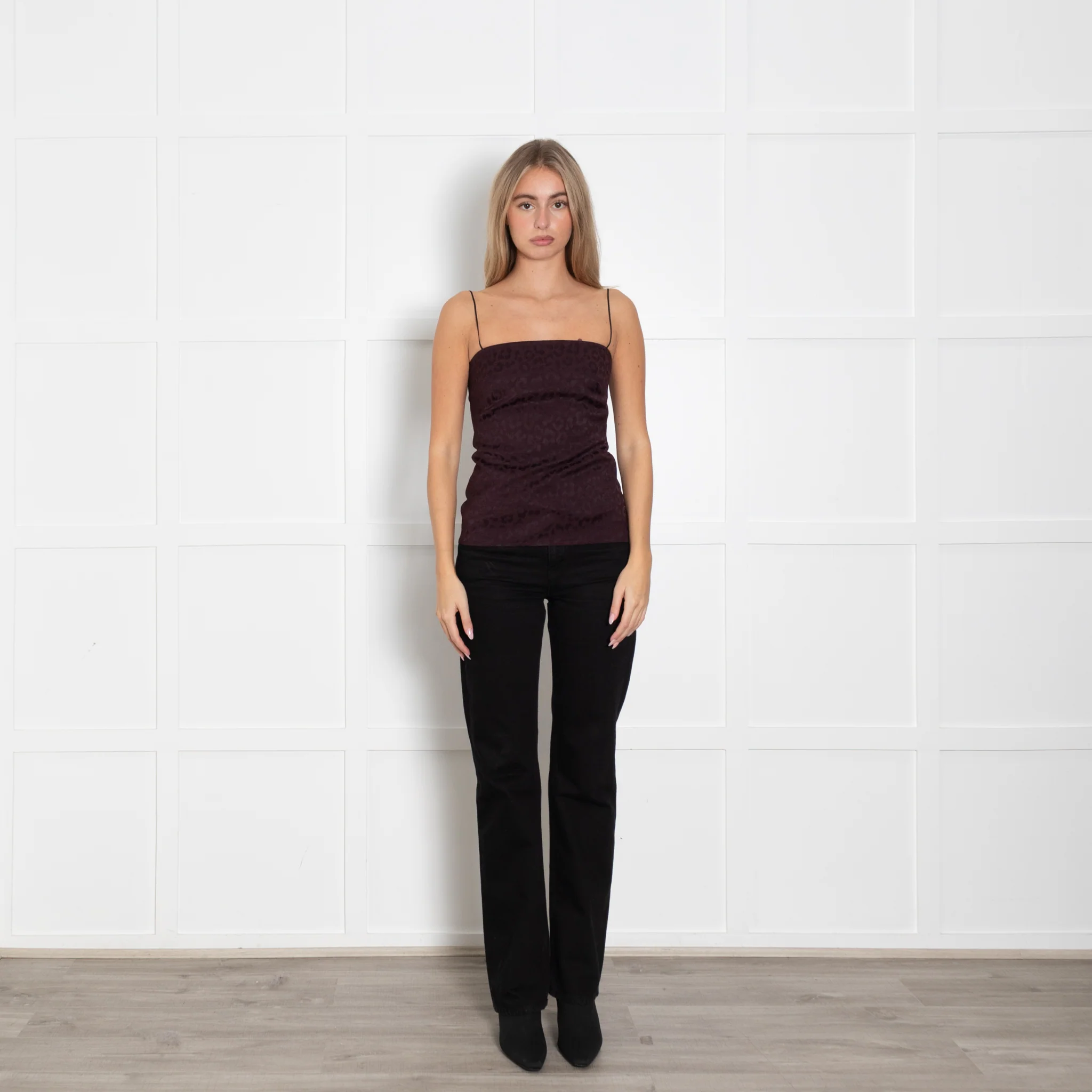 Raey Burgundy Animal Print Sleeveless Top