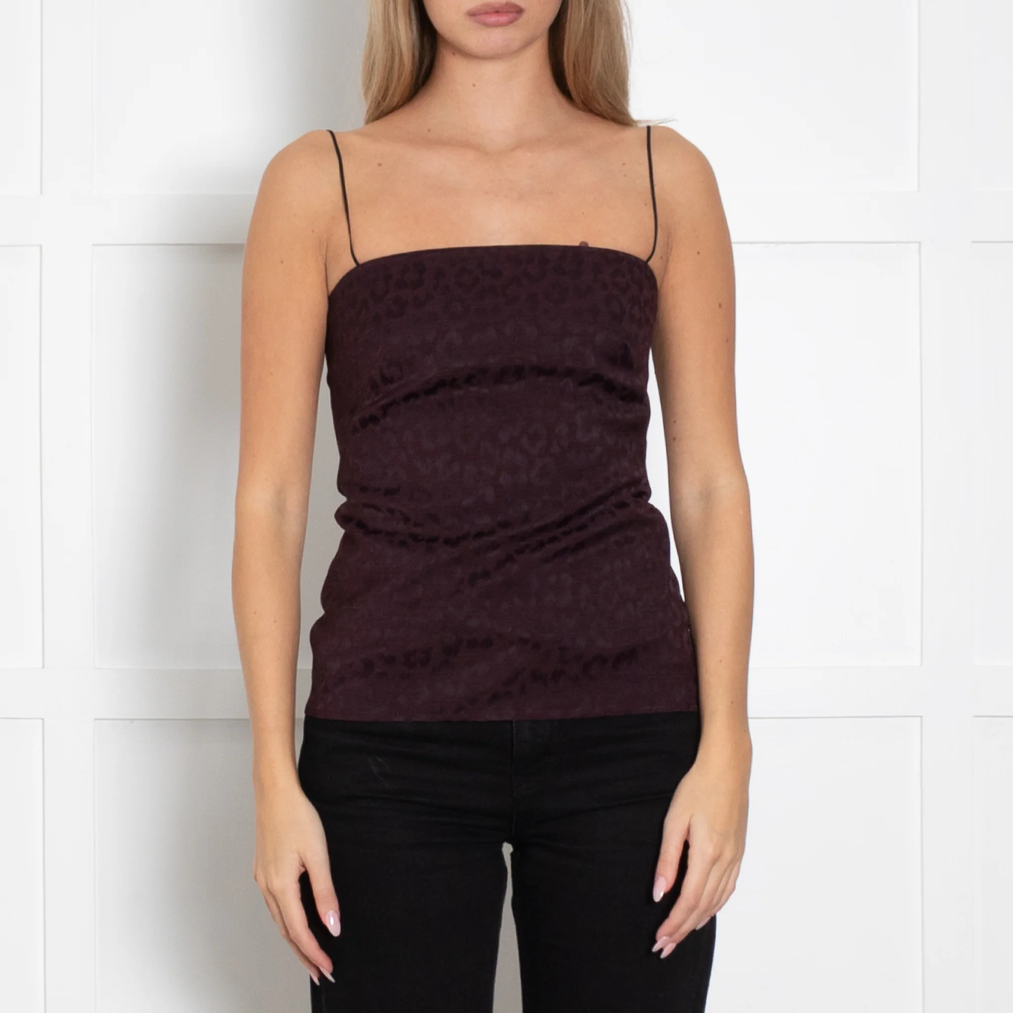 Raey Burgundy Animal Print Sleeveless Top - Image 2
