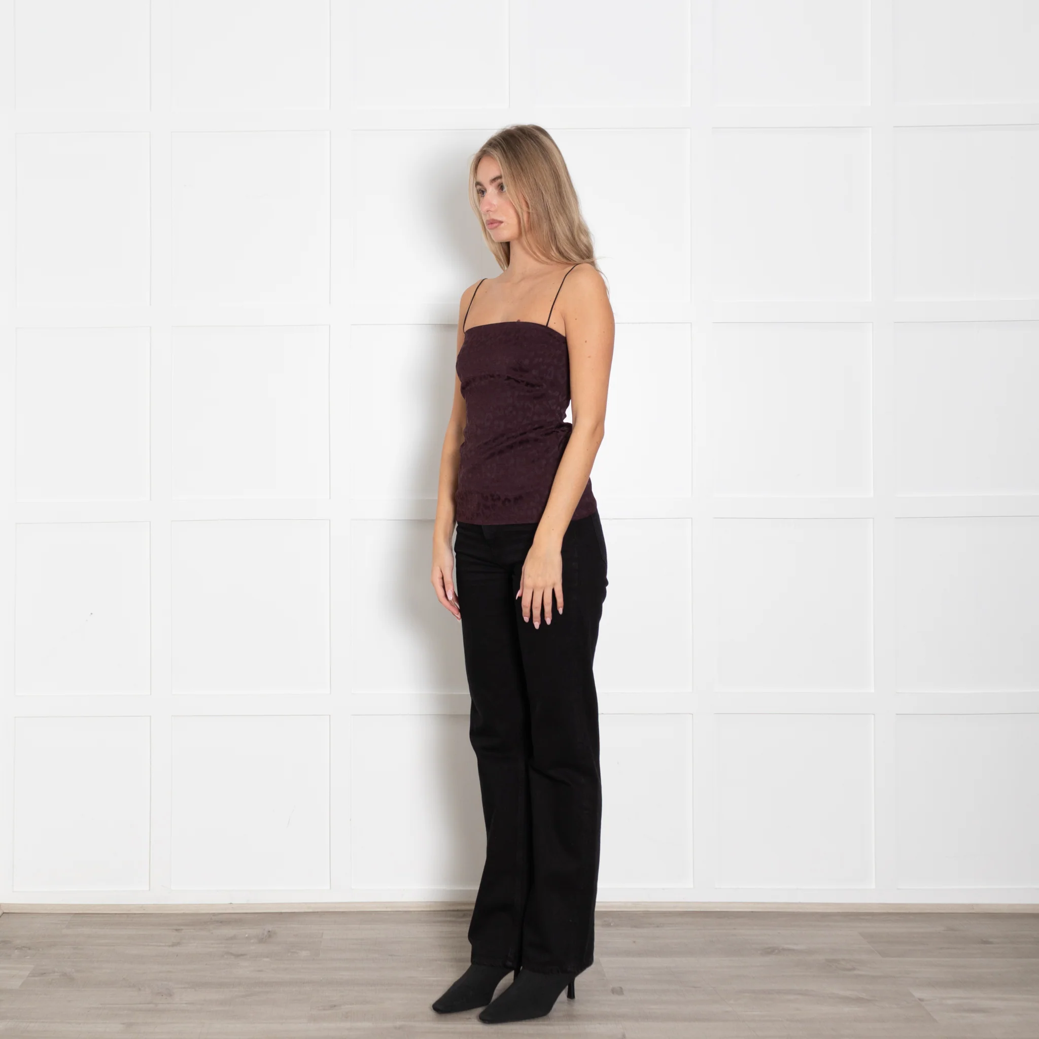 Raey Burgundy Animal Print Sleeveless Top - Image 3