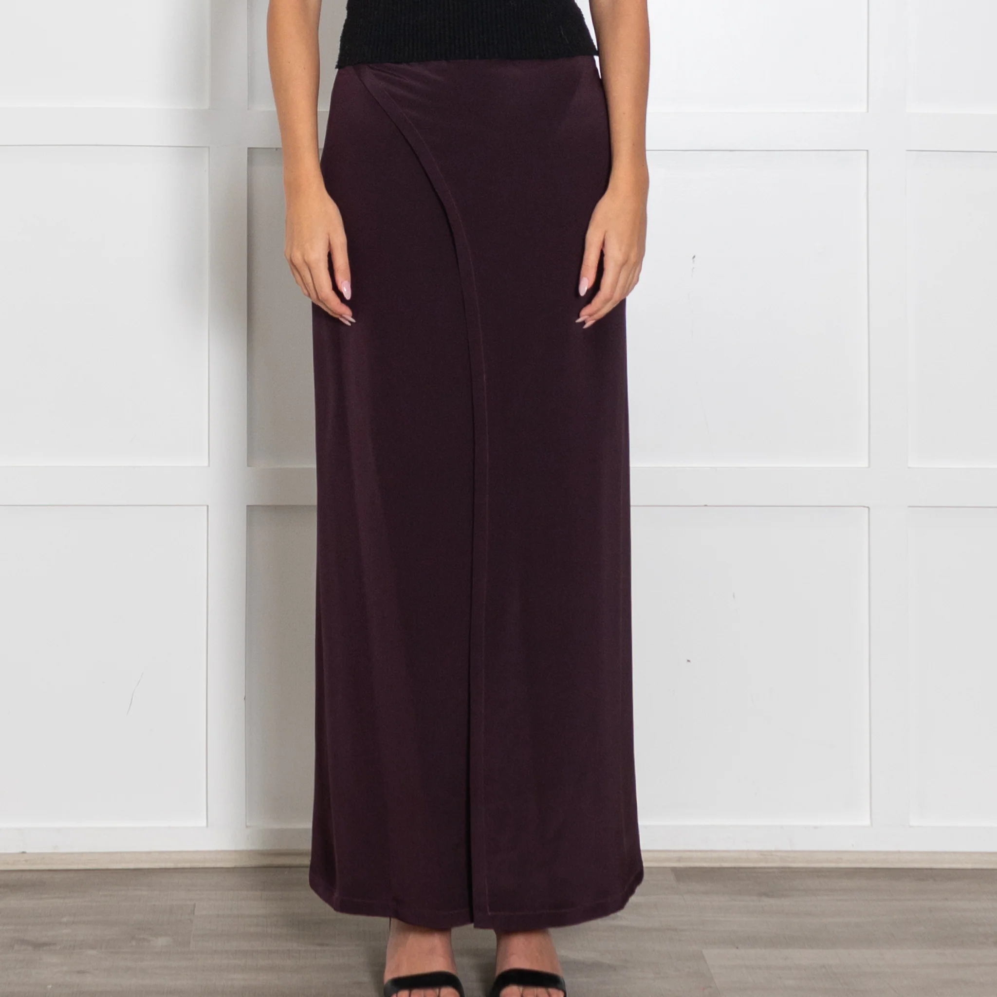 Raey Burgundy Silk Long Pencil Skirt - Image 2