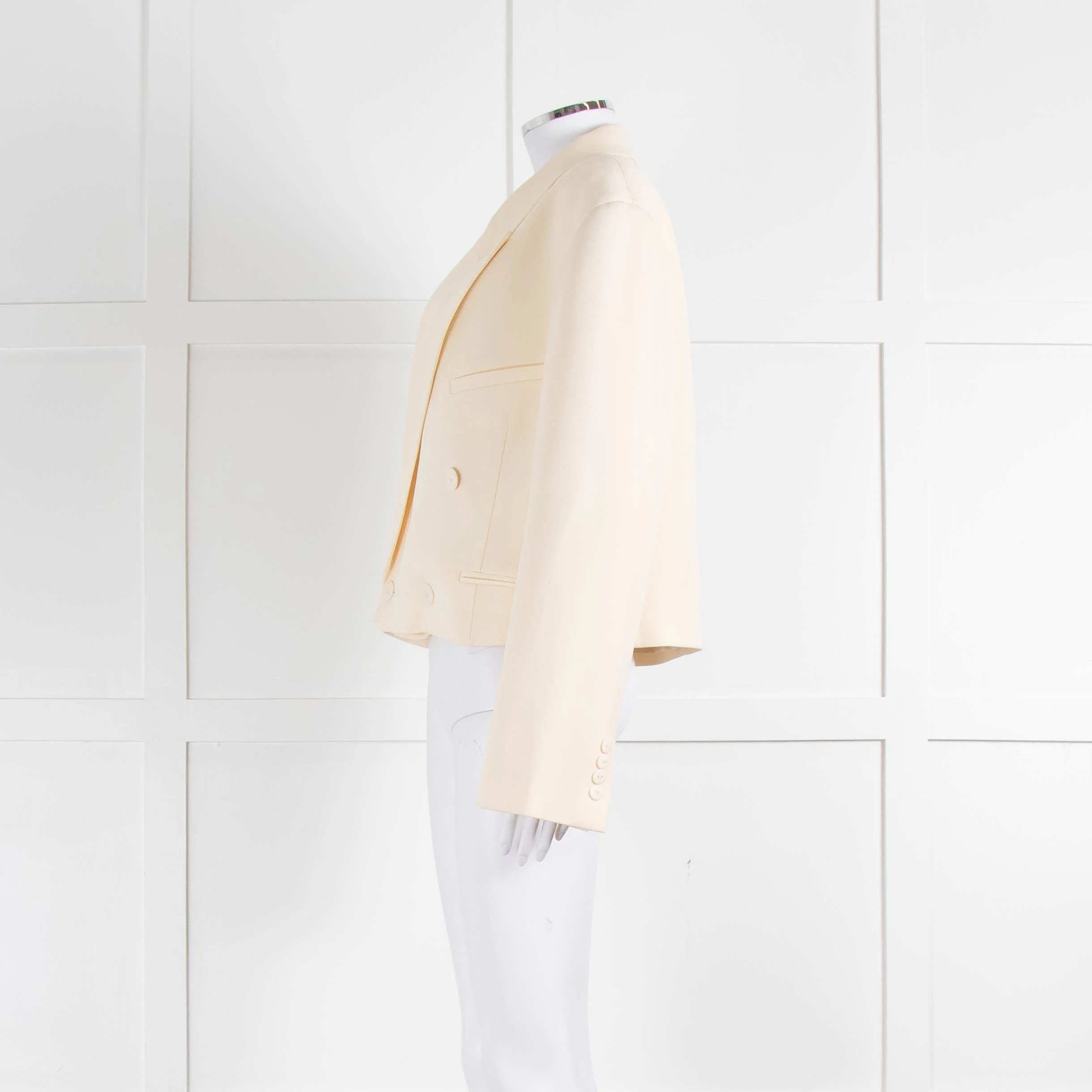 Raey Cream Cropped Double Breasted Blazer - Image 7