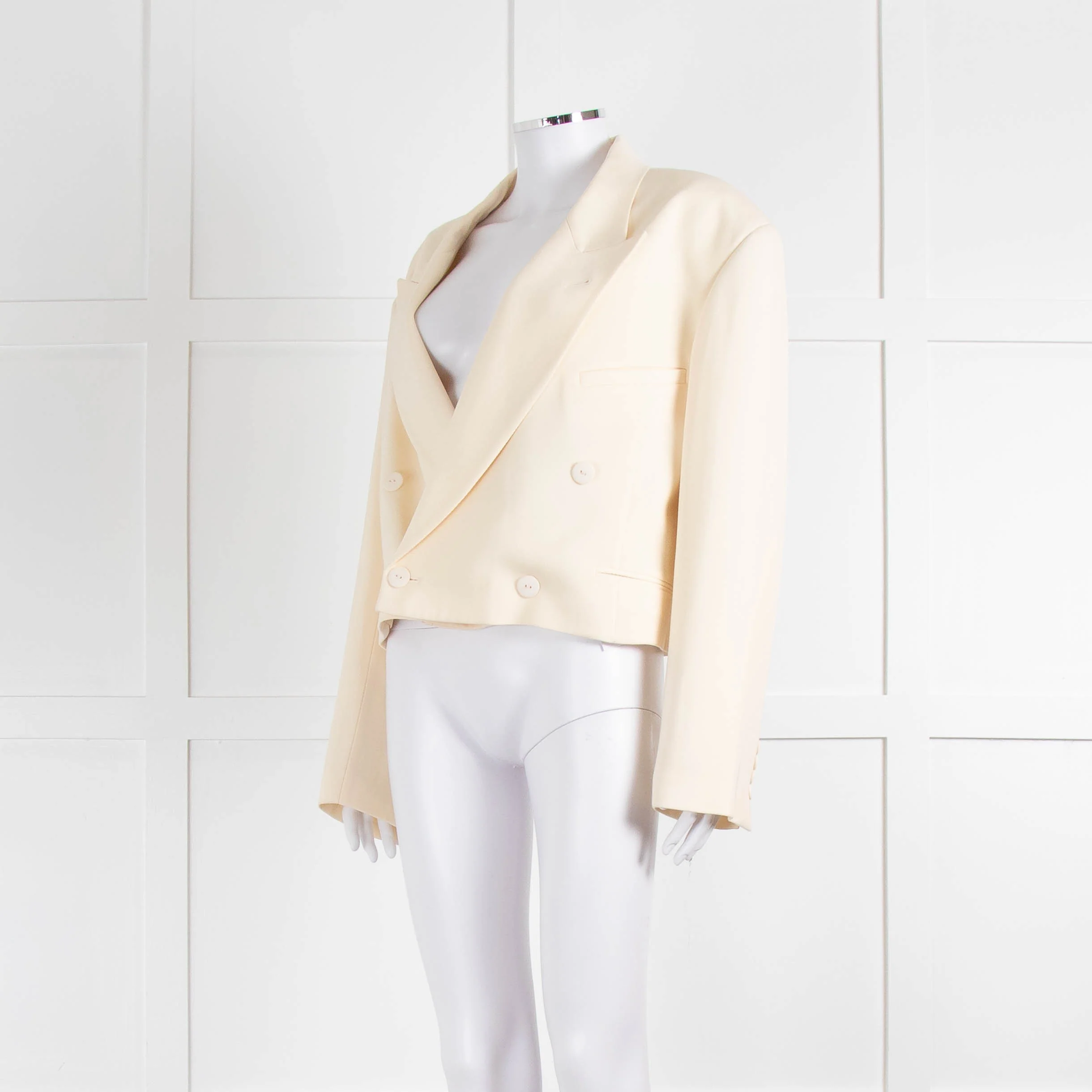 Raey Cream Cropped Double Breasted Blazer - Image 8