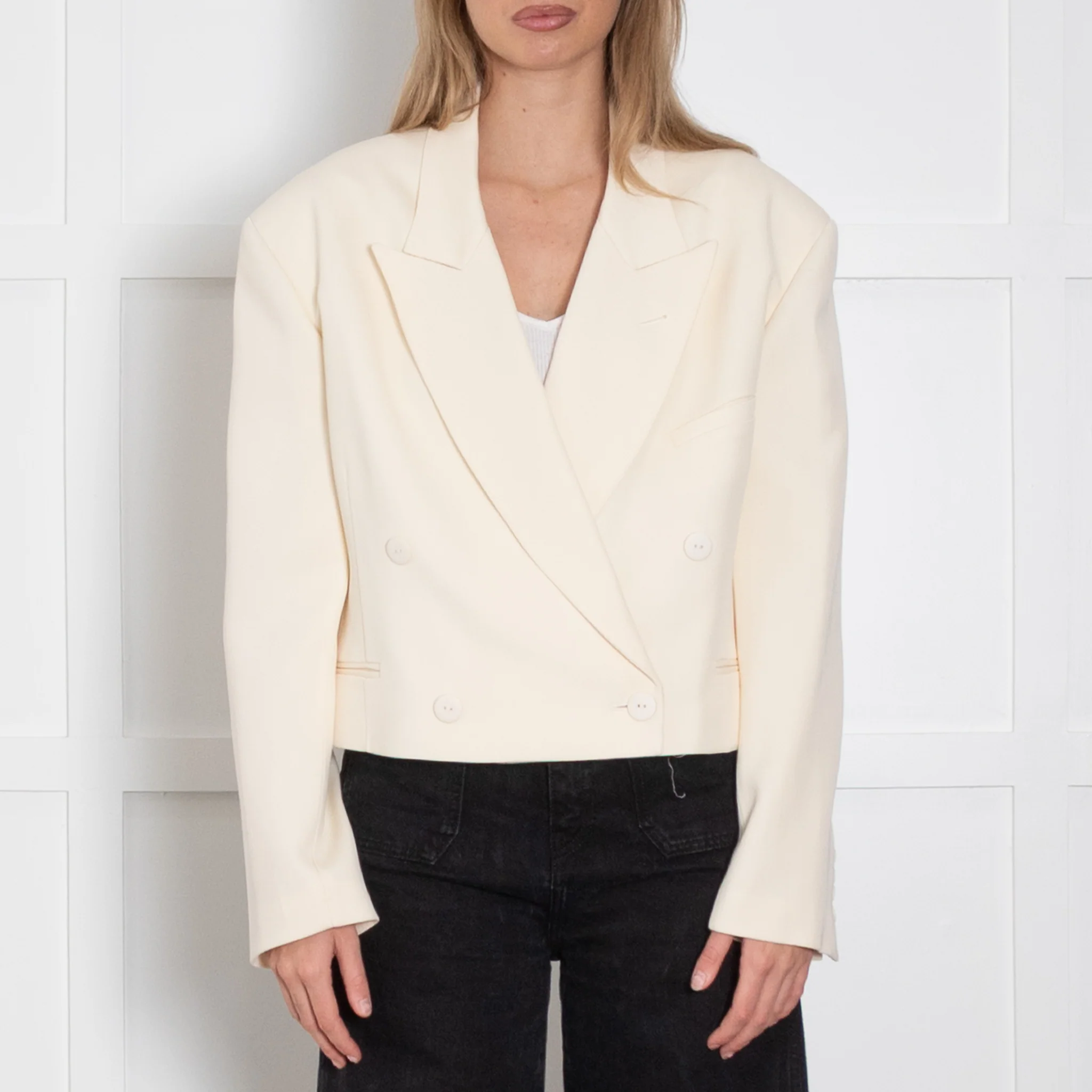 Raey Cream Cropped Jacket - Image 2