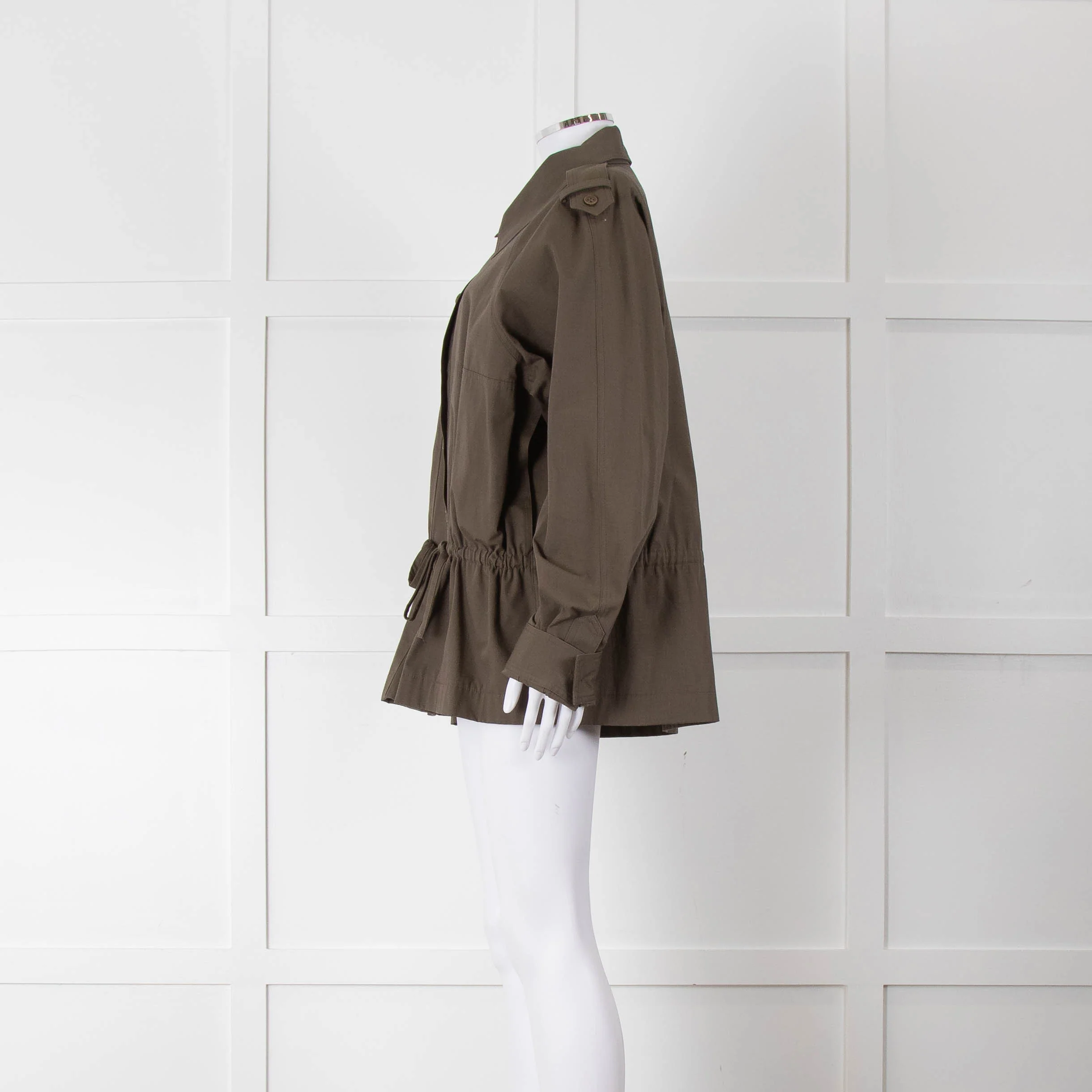 Raey Khaki Short Drawstring Waist Cotton Jacket - Image 7