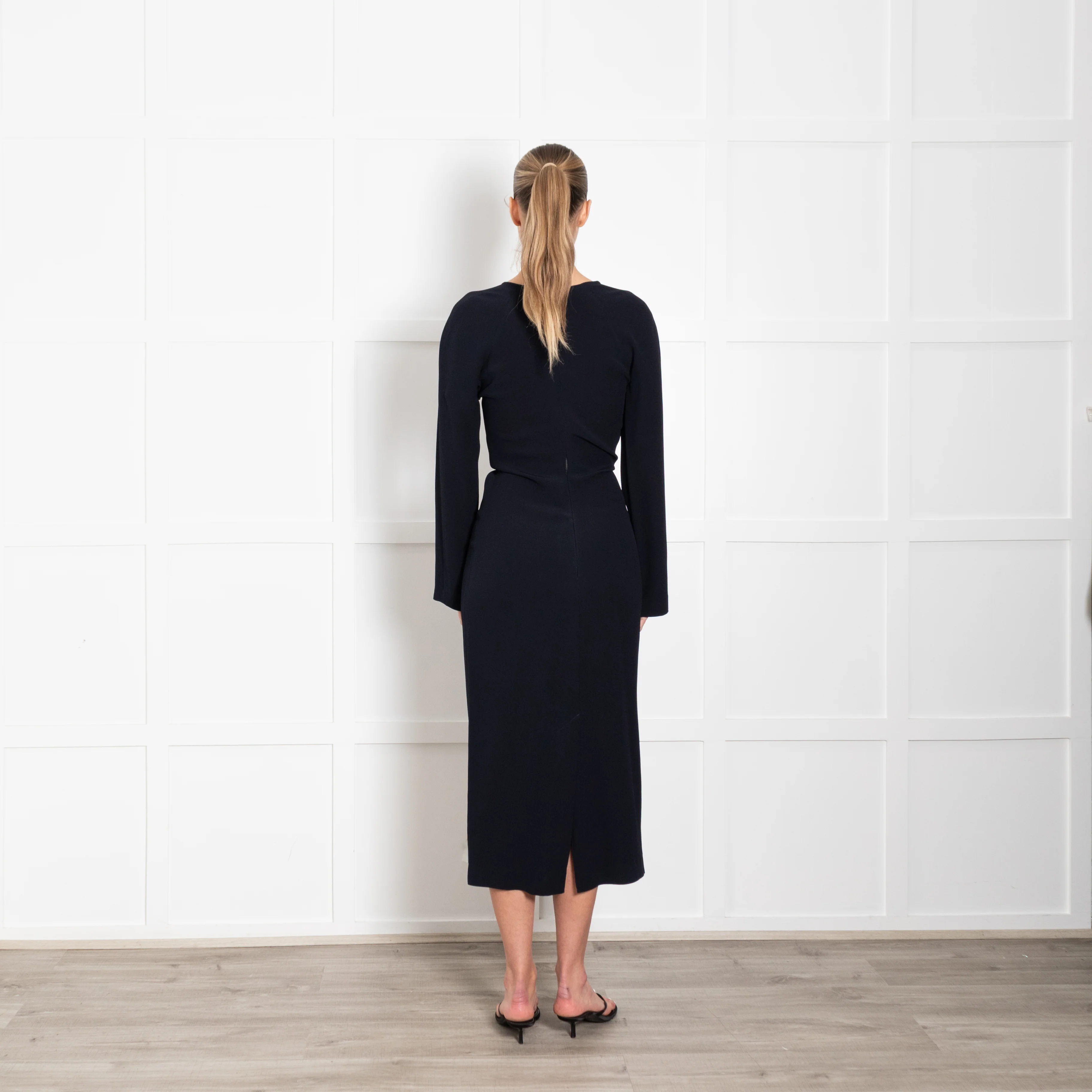 Raey Navy V Neck Long Day Dress - Image 5