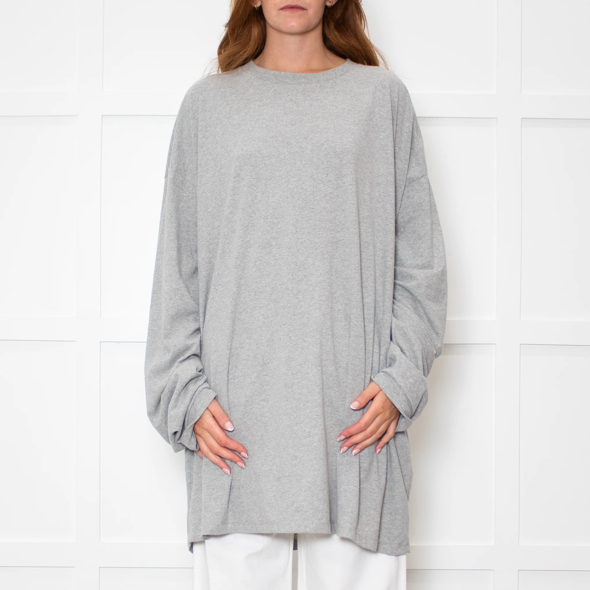 Raey Oversized Grey Cotton Long Sleeve Top - Image 2