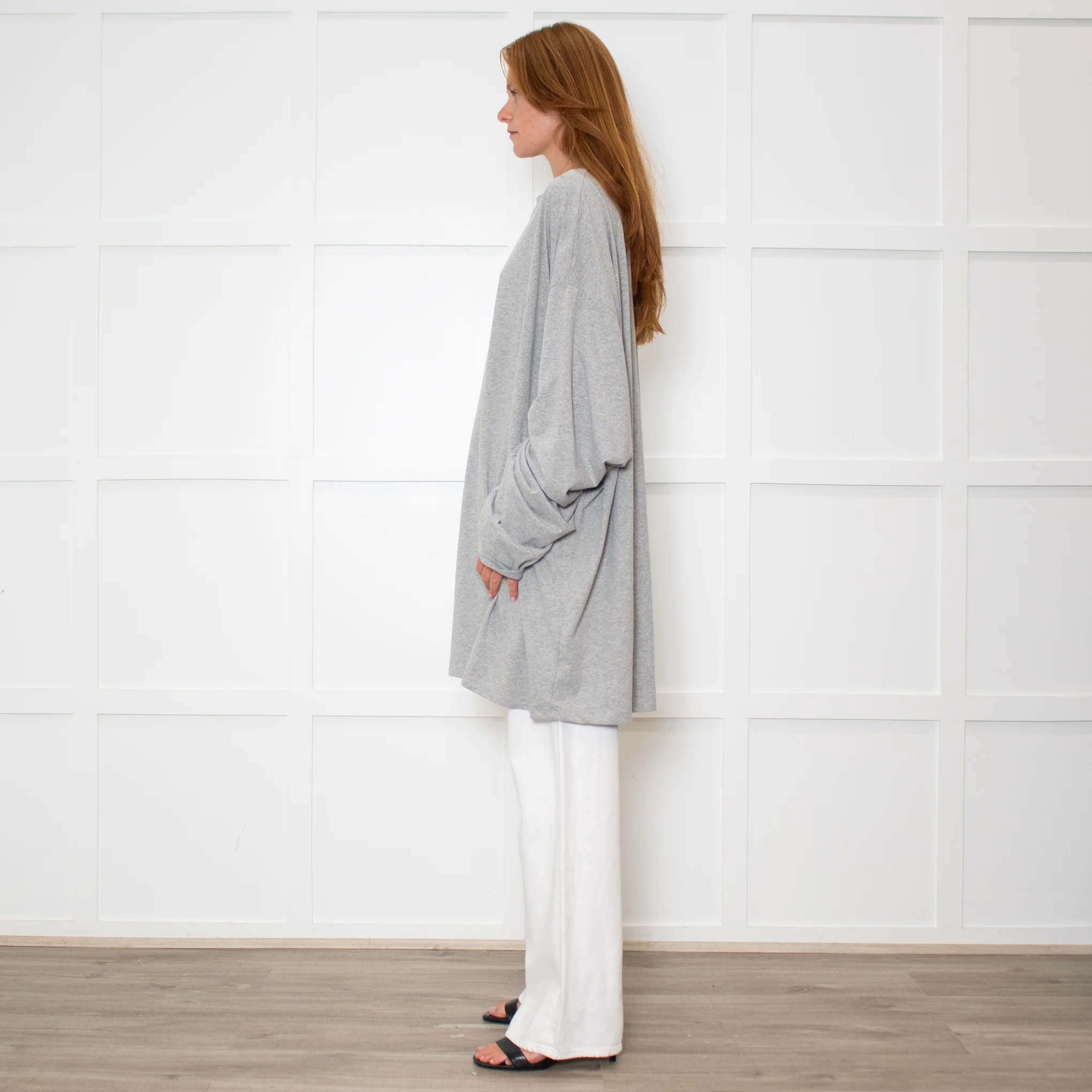 Raey Oversized Grey Cotton Long Sleeve Top - Image 4