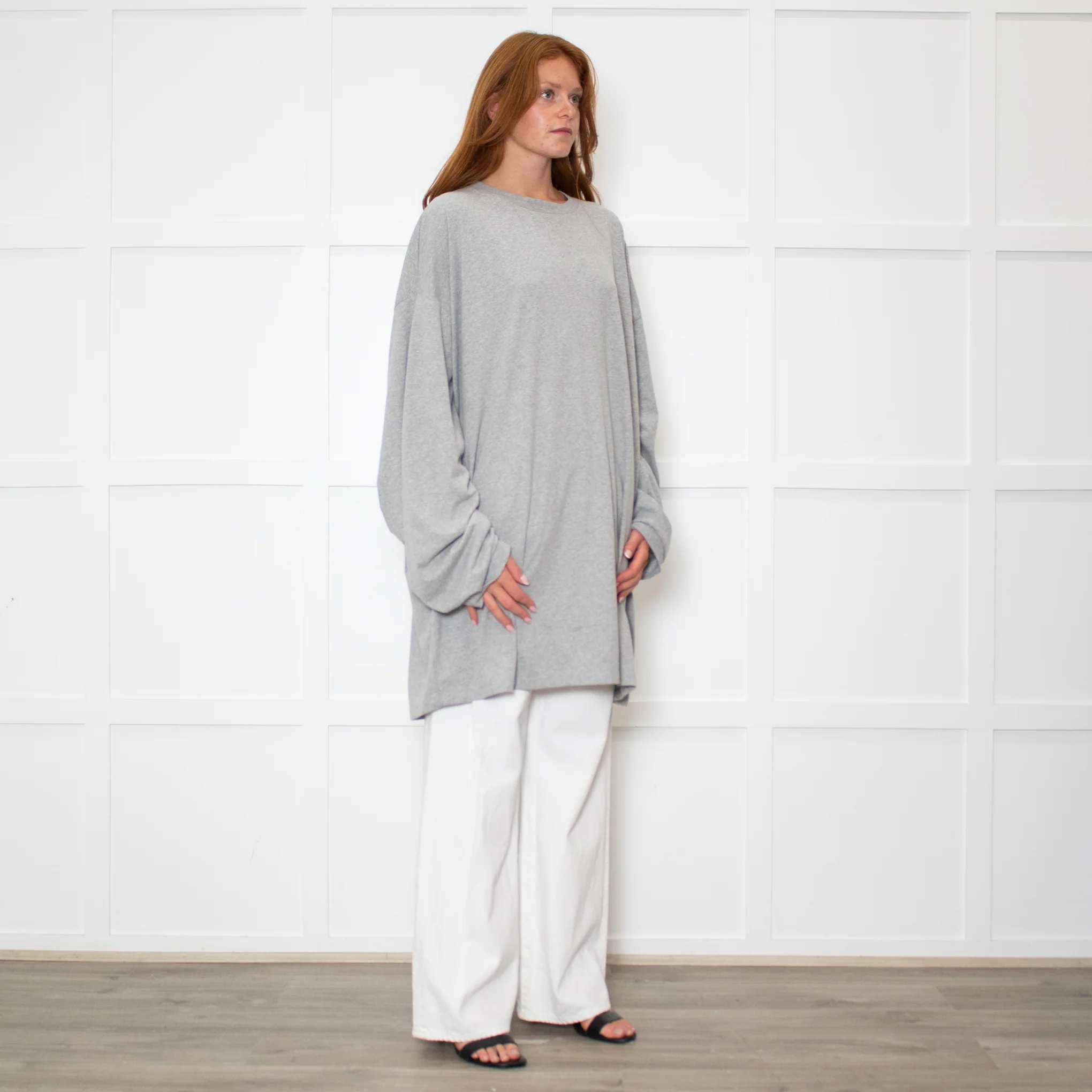 Raey Oversized Grey Cotton Long Sleeve Top - Image 7