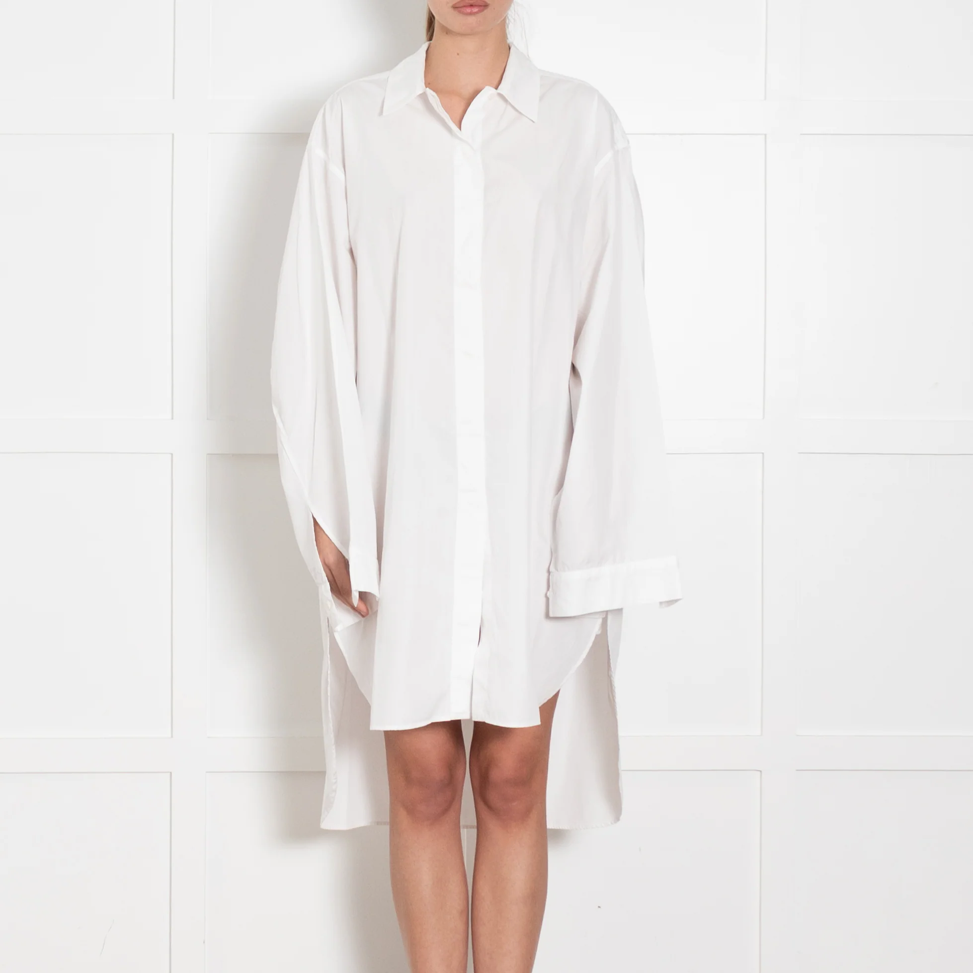 Raey White Cotton Shirt Dress With Long Sleeves - Image 2