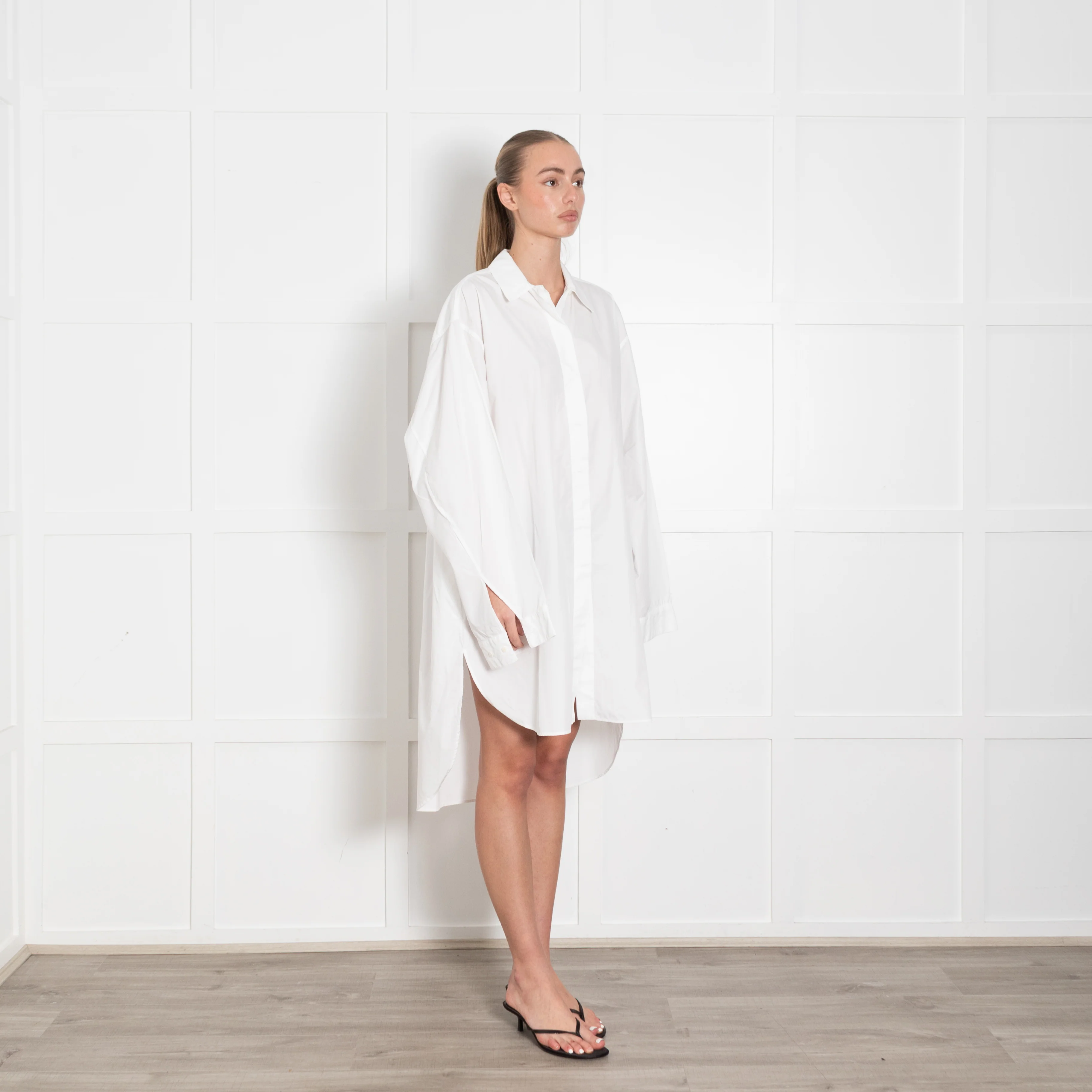 Raey White Cotton Shirt Dress With Long Sleeves - Image 7