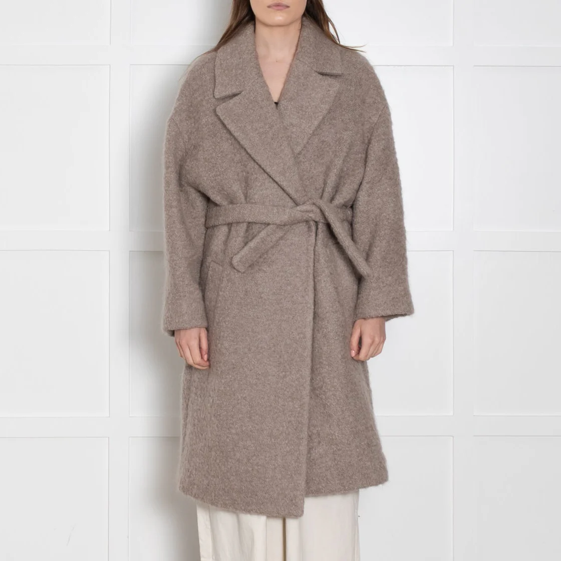 Raey Wool And Mohair Blend Unlined Beige Coat With Belt - Image 2