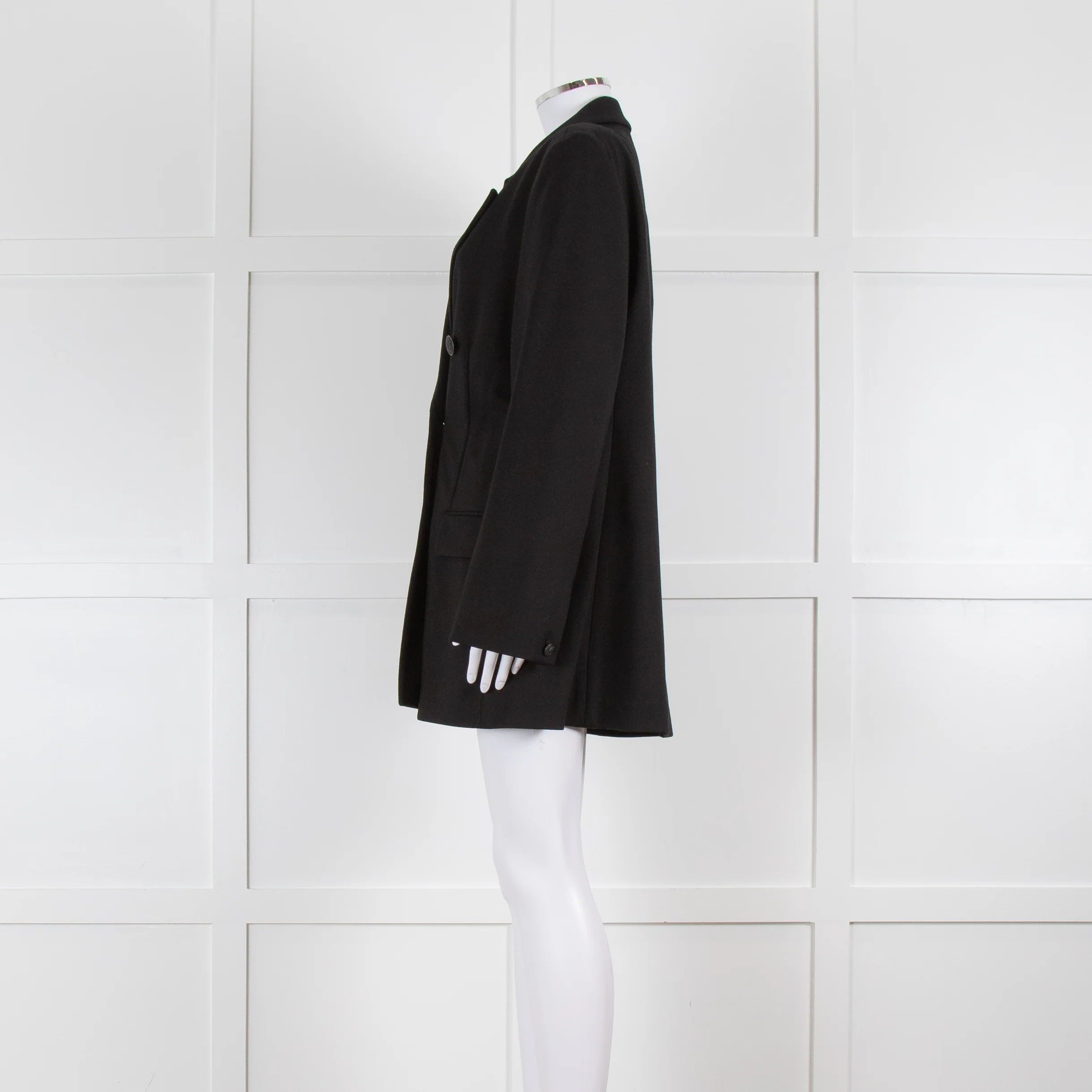Rag & Bone Black Tailored Double Breasted Stretch Longline Jacket - Image 4