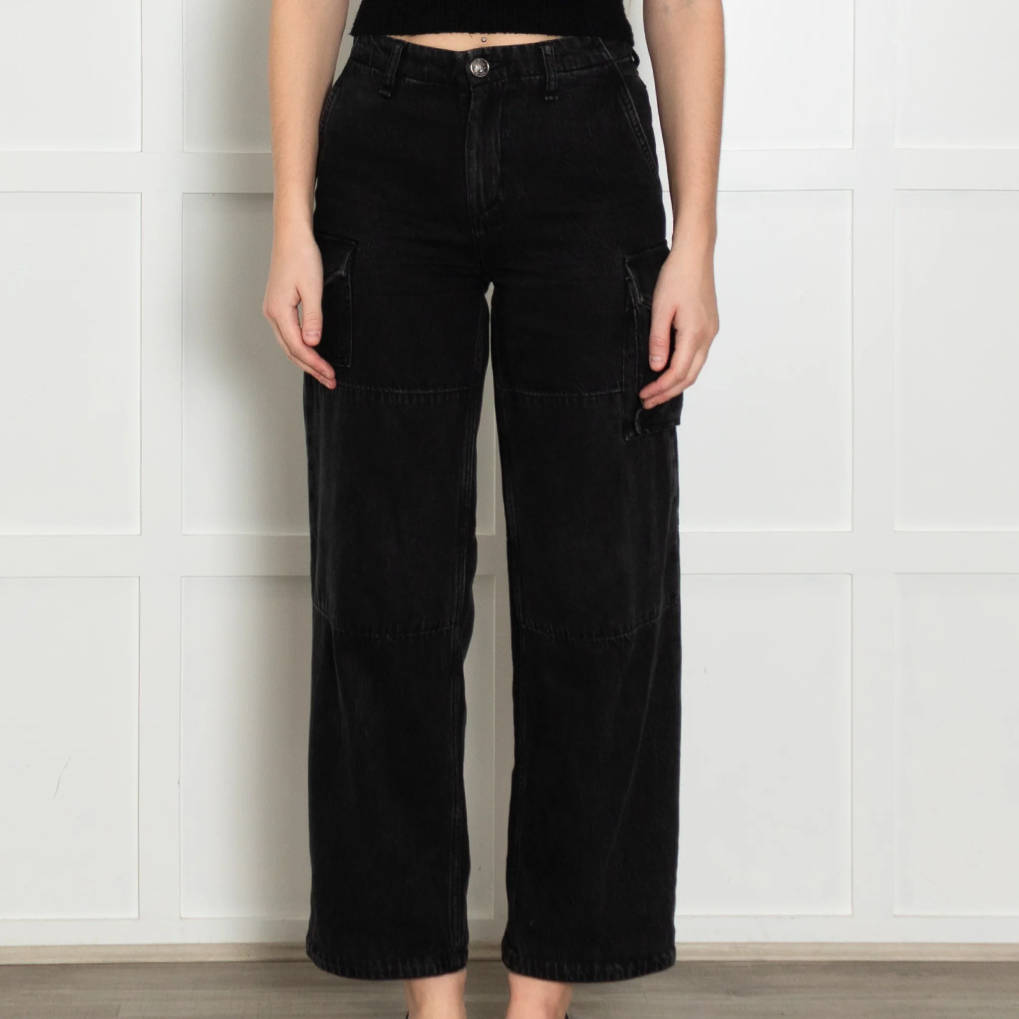 Rag & Bone Black Denim Cargo Trousers - Image 2
