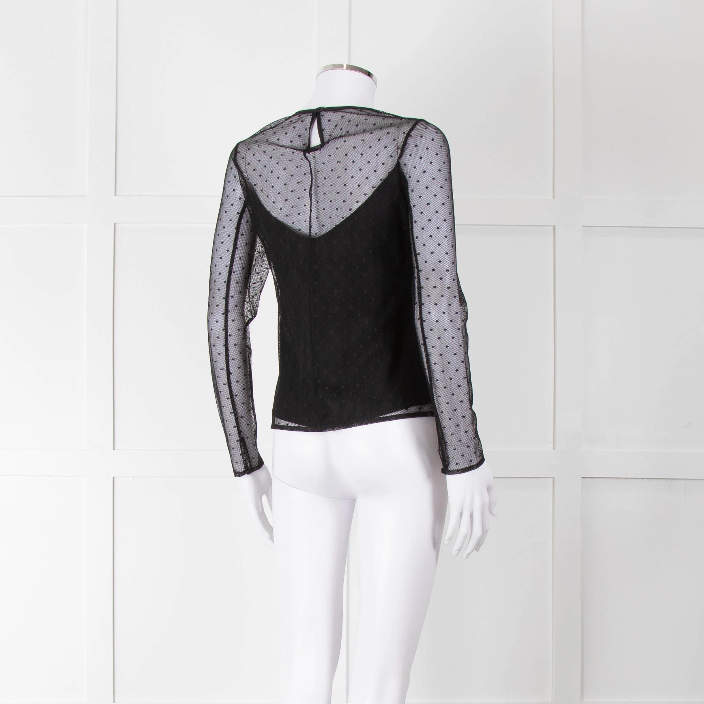Rag & Bone Black Dot Net Sheer Top With Slip - Image 4