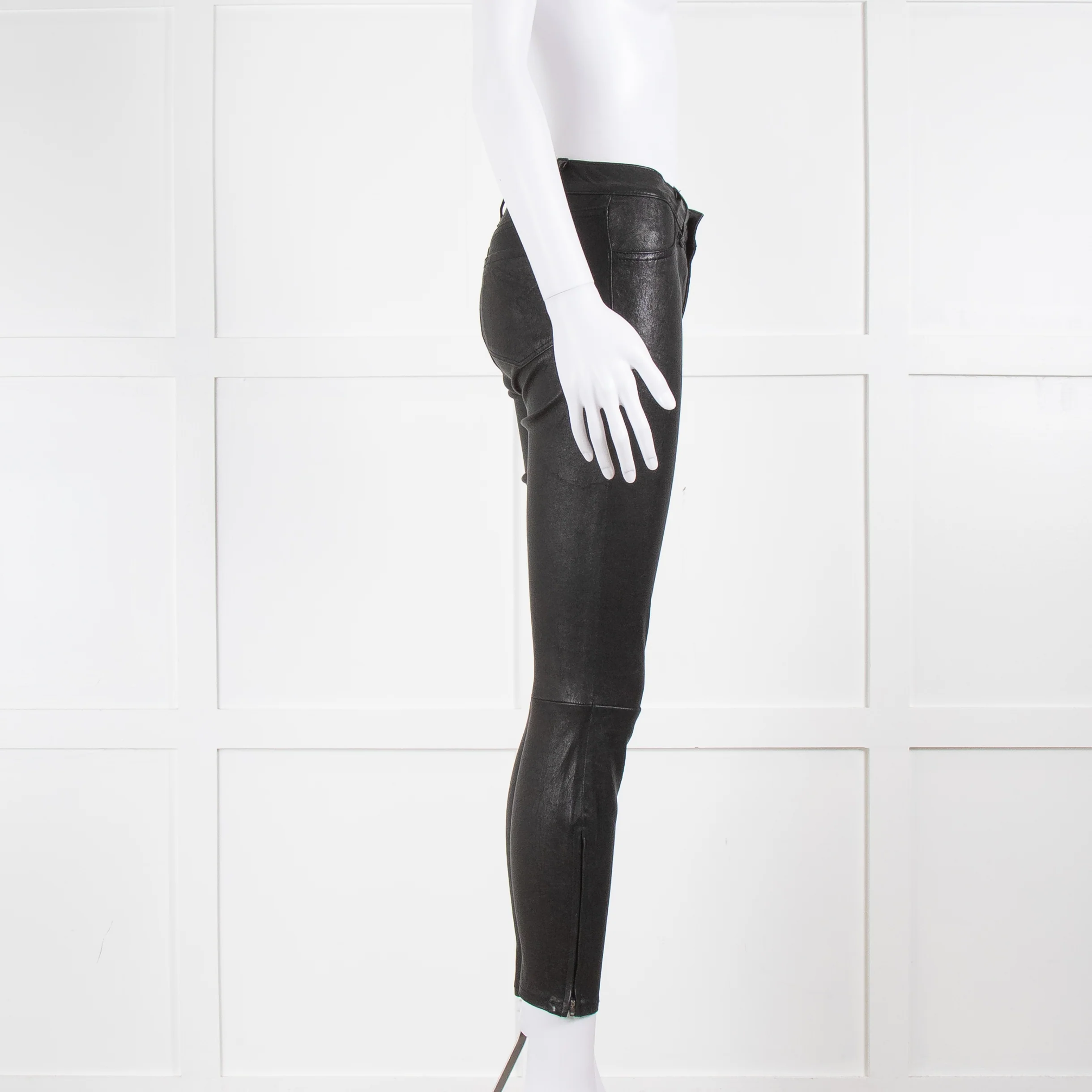 Rag & Bone Black Leather Trousers - Image 2