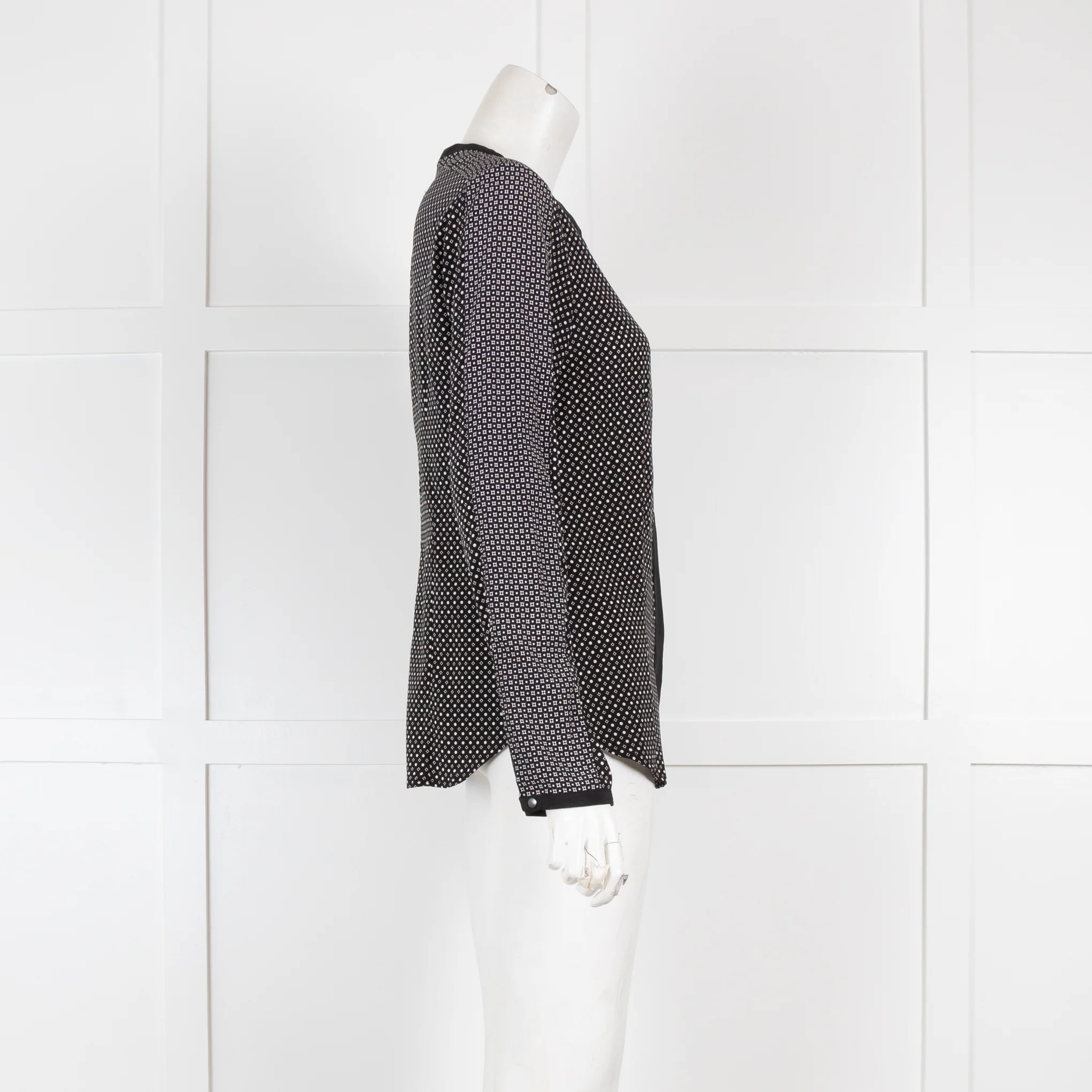 Rag Bone Black White Print Silky Long Sleeve Shirt - Image 2