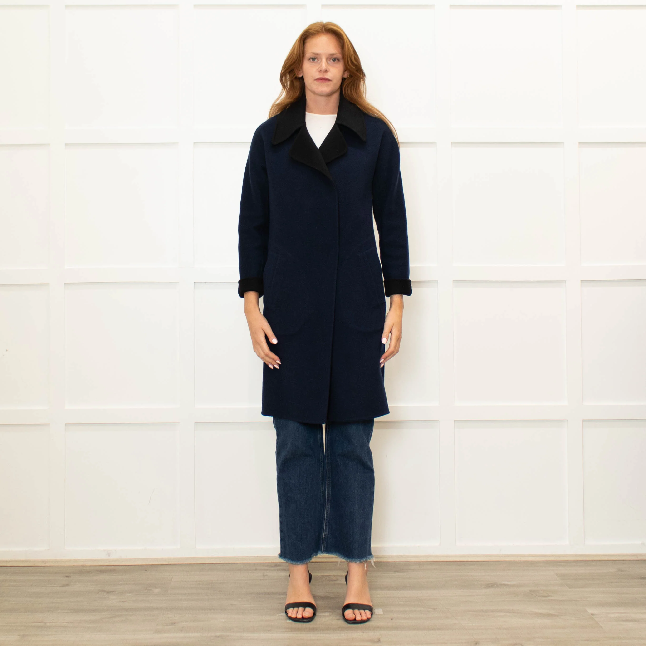 Rag & Bone Blue And Black Reversible Coat