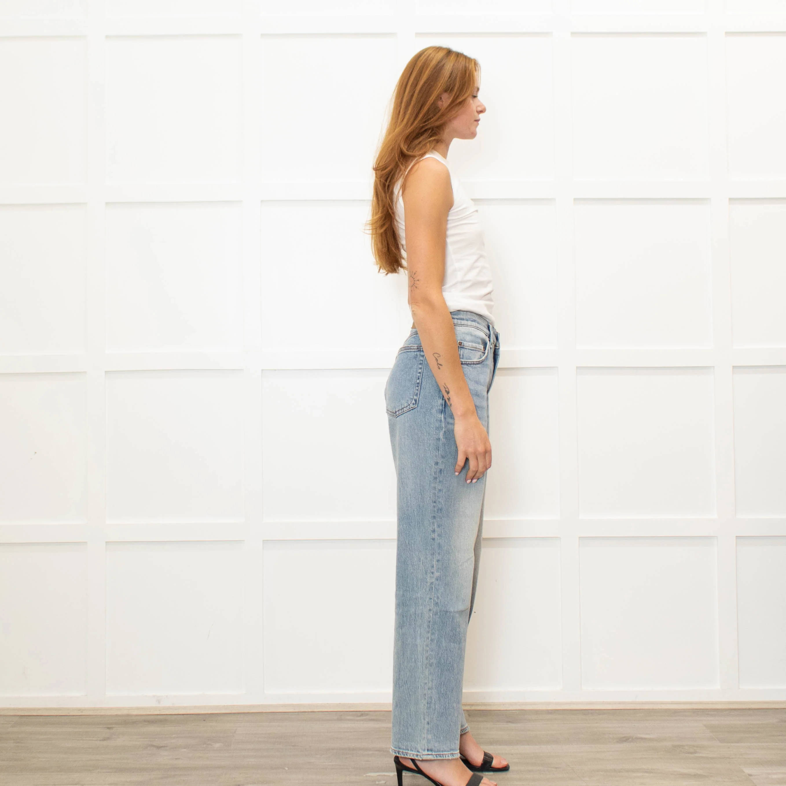 Rag & Bone Blue Faded Wide Leg Jeans - Image 6