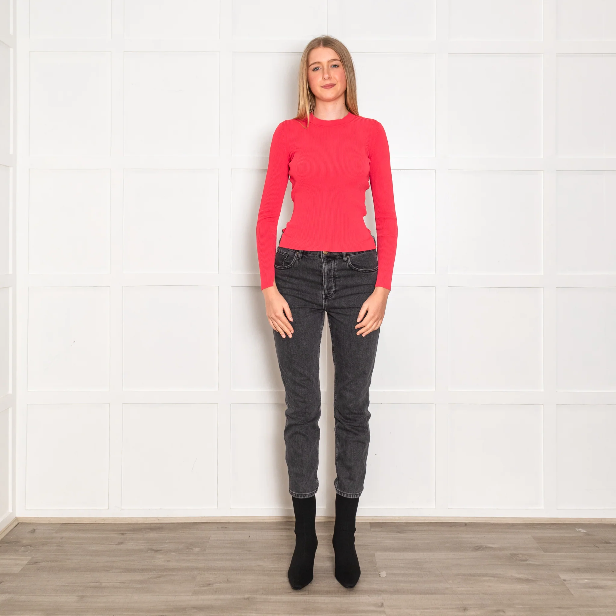 Rag & Bone Coral Ribbed Long Sleeve Top