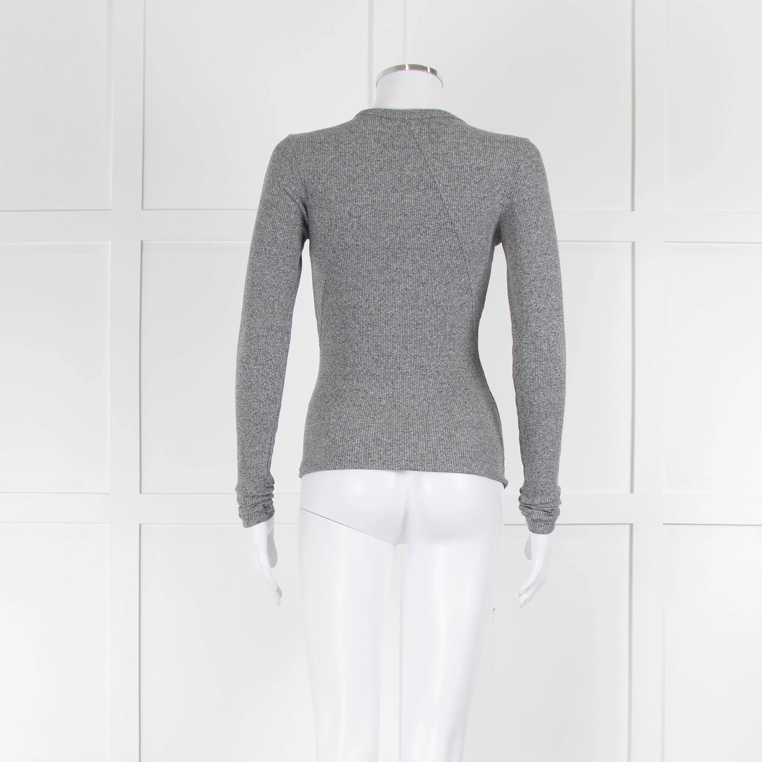 Rag & Bone Grey Thin Knit Rib Long Slv Top - Image 3