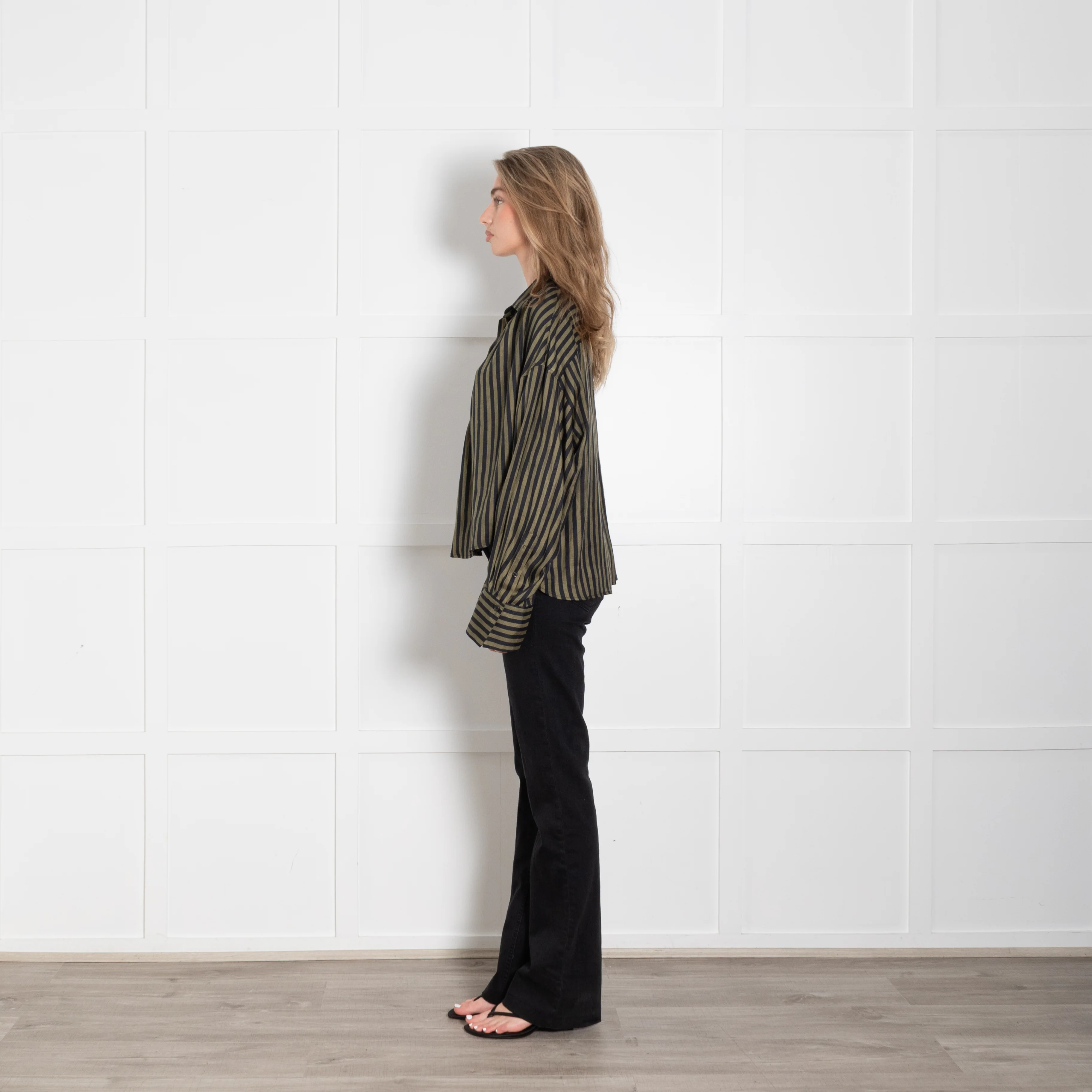 Rag & Bone Khaki Army Stripe Silk Shirt - Image 4