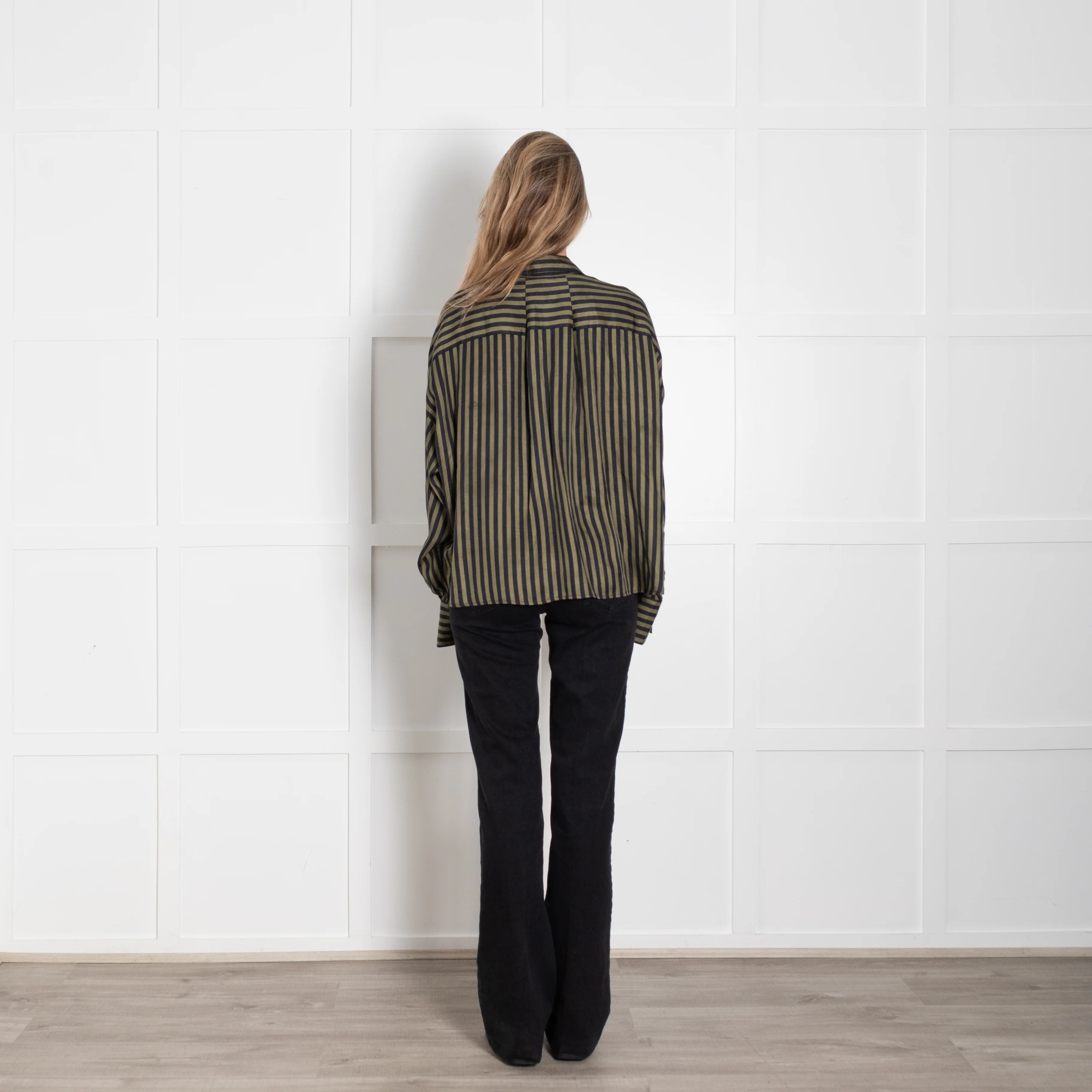Rag & Bone Khaki Army Stripe Silk Shirt - Image 5