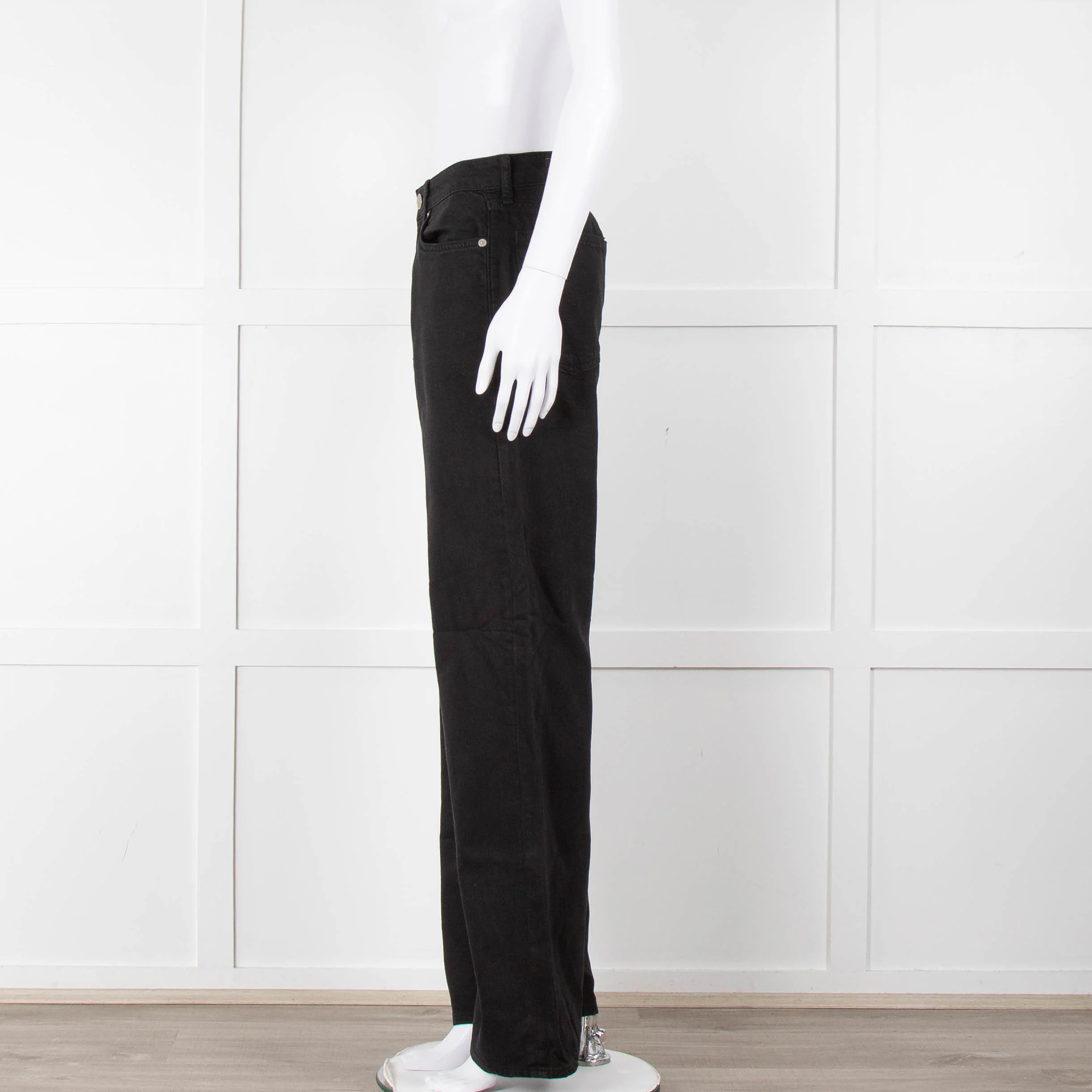 Rag & Bone Logan Black Mid Rise Wide Leg Jeans - Image 7