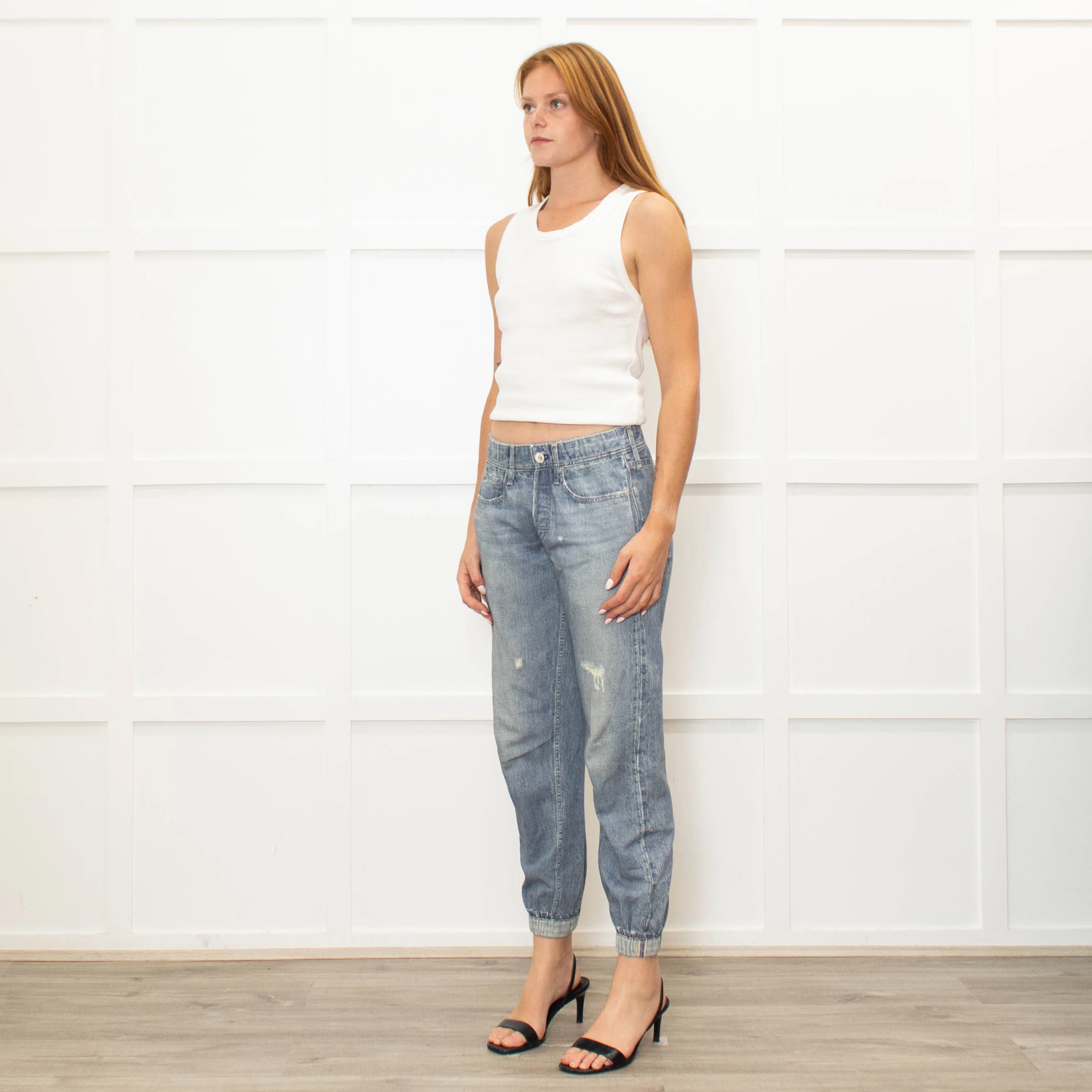 Rag & Bone Pale Blue Denim Print Joggers - Image 3