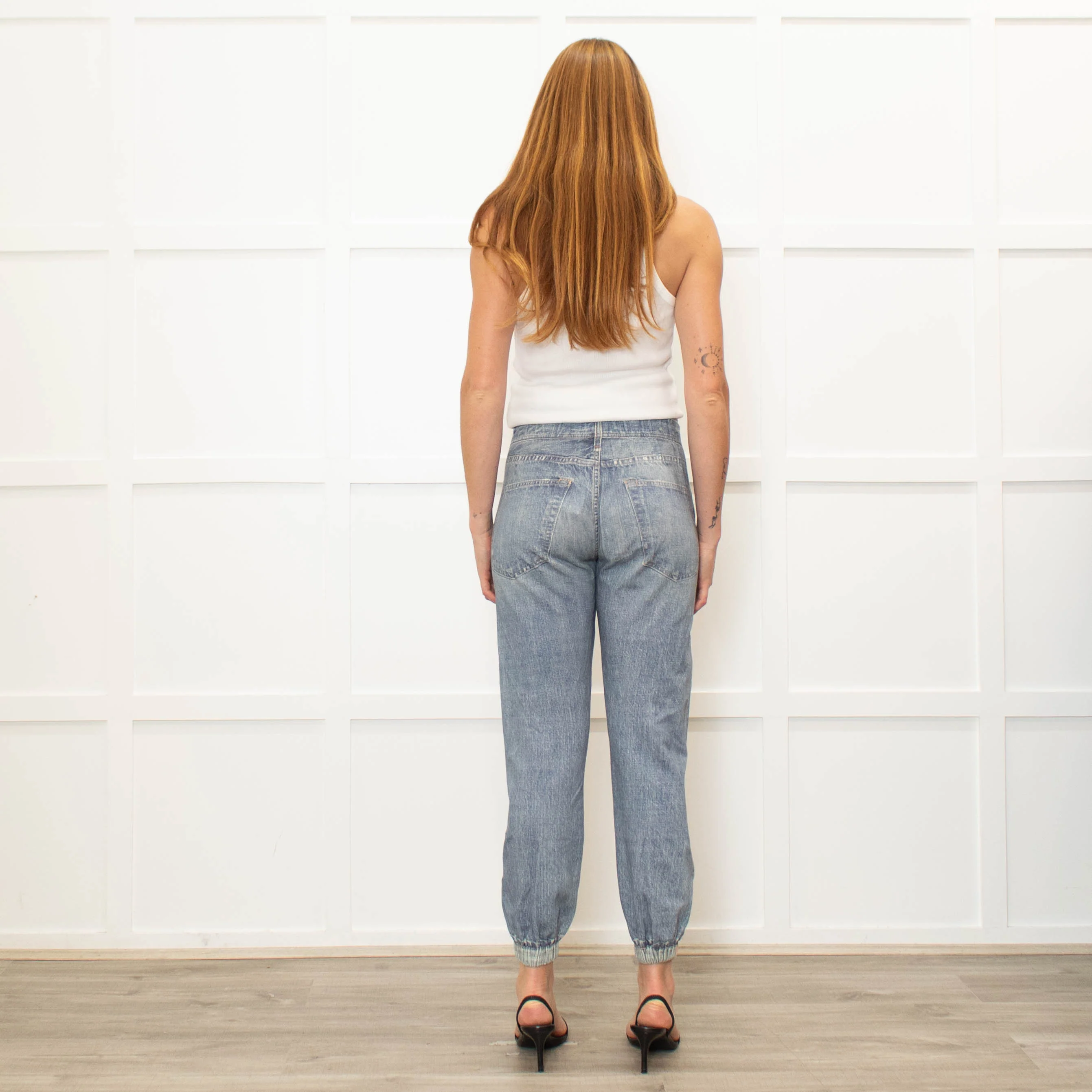 Rag & Bone Pale Blue Denim Print Joggers - Image 5