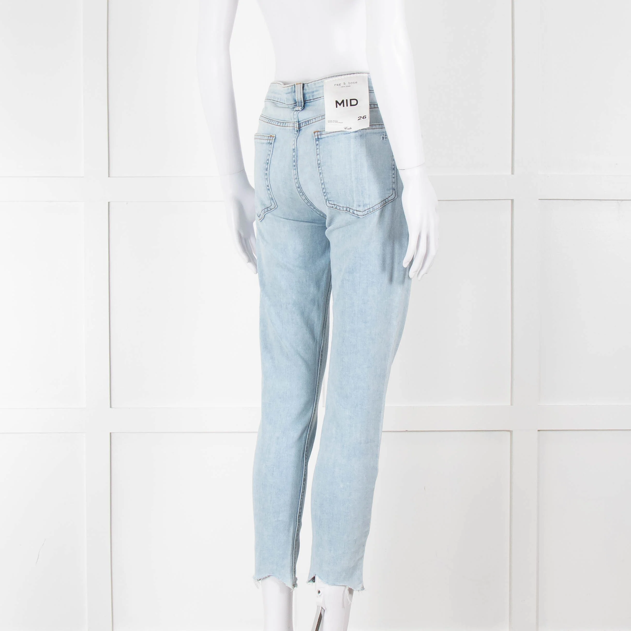 Rag & Bone Pale Wash Mid Length Skinny Jeans - Image 4