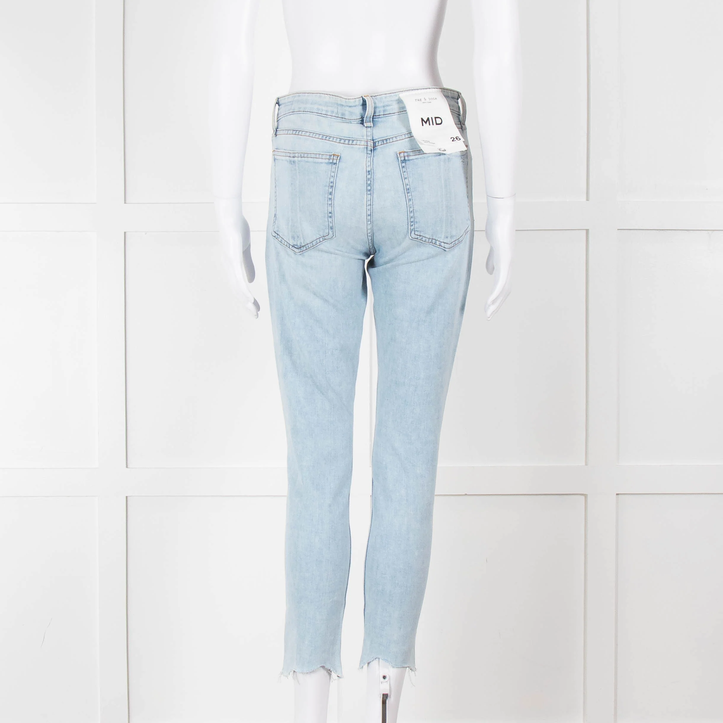 Rag & Bone Pale Wash Mid Length Skinny Jeans - Image 5
