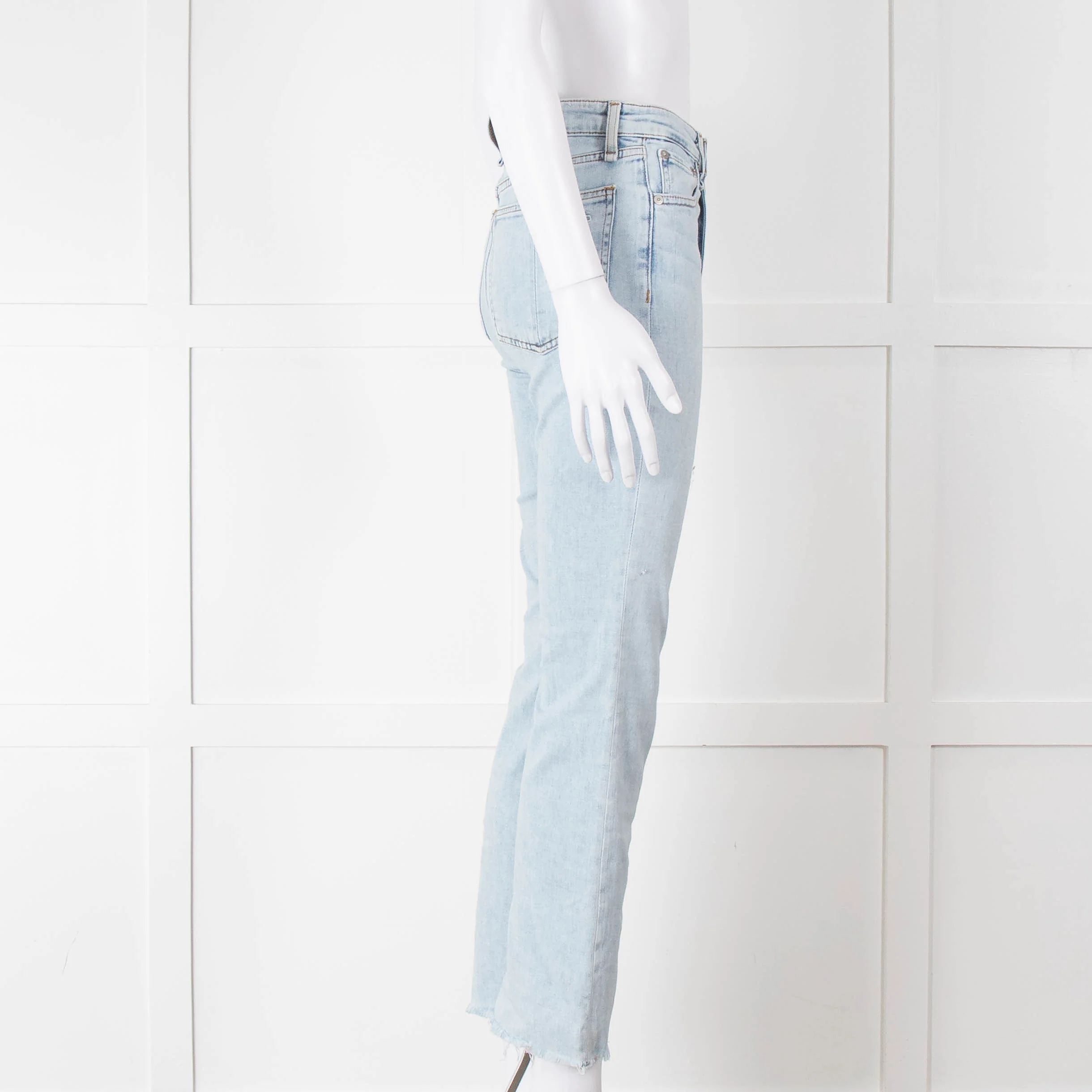 Rag & Bone Pale Wash Straight Leg Raw Hem Jeans - Image 3