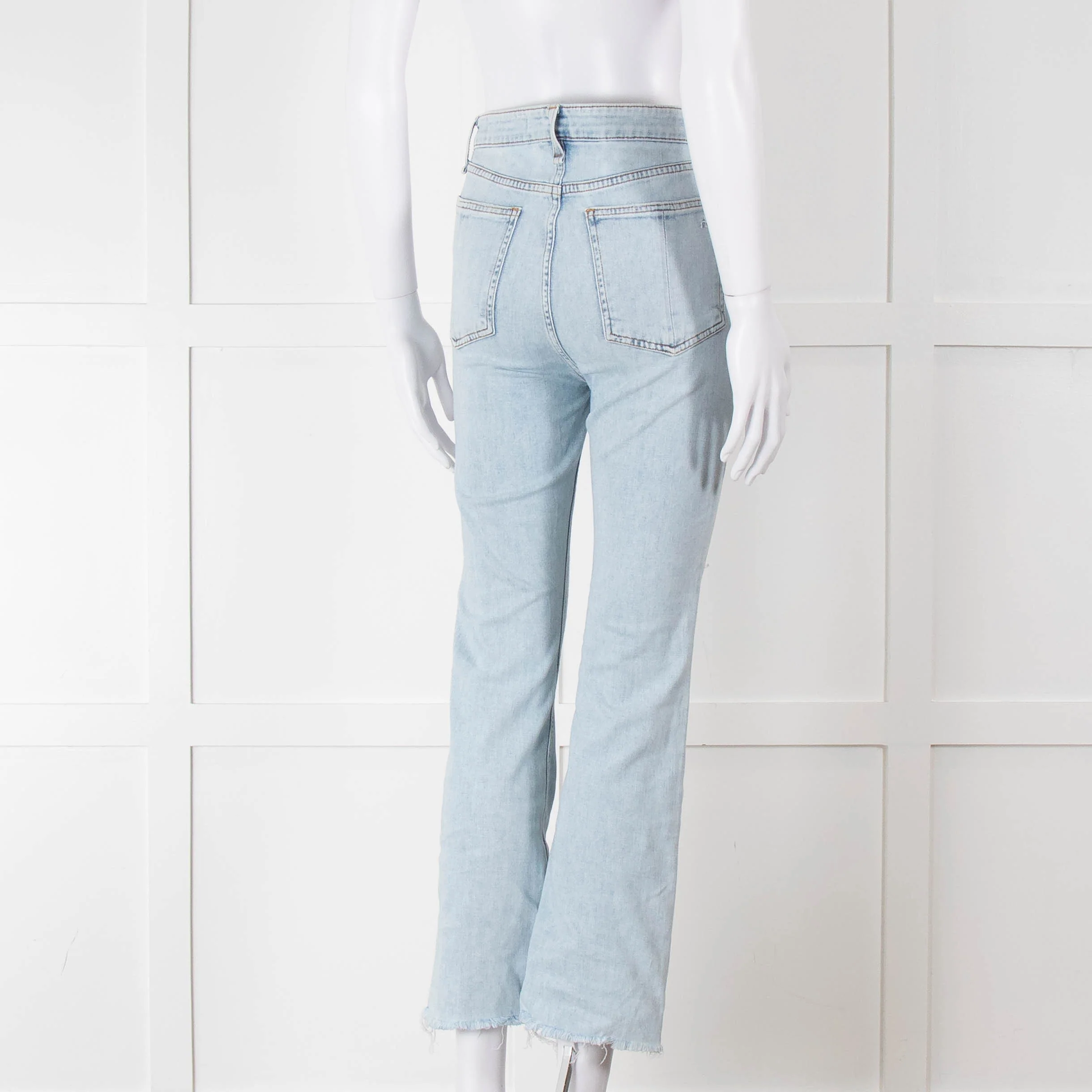 Rag & Bone Pale Wash Straight Leg Raw Hem Jeans - Image 4