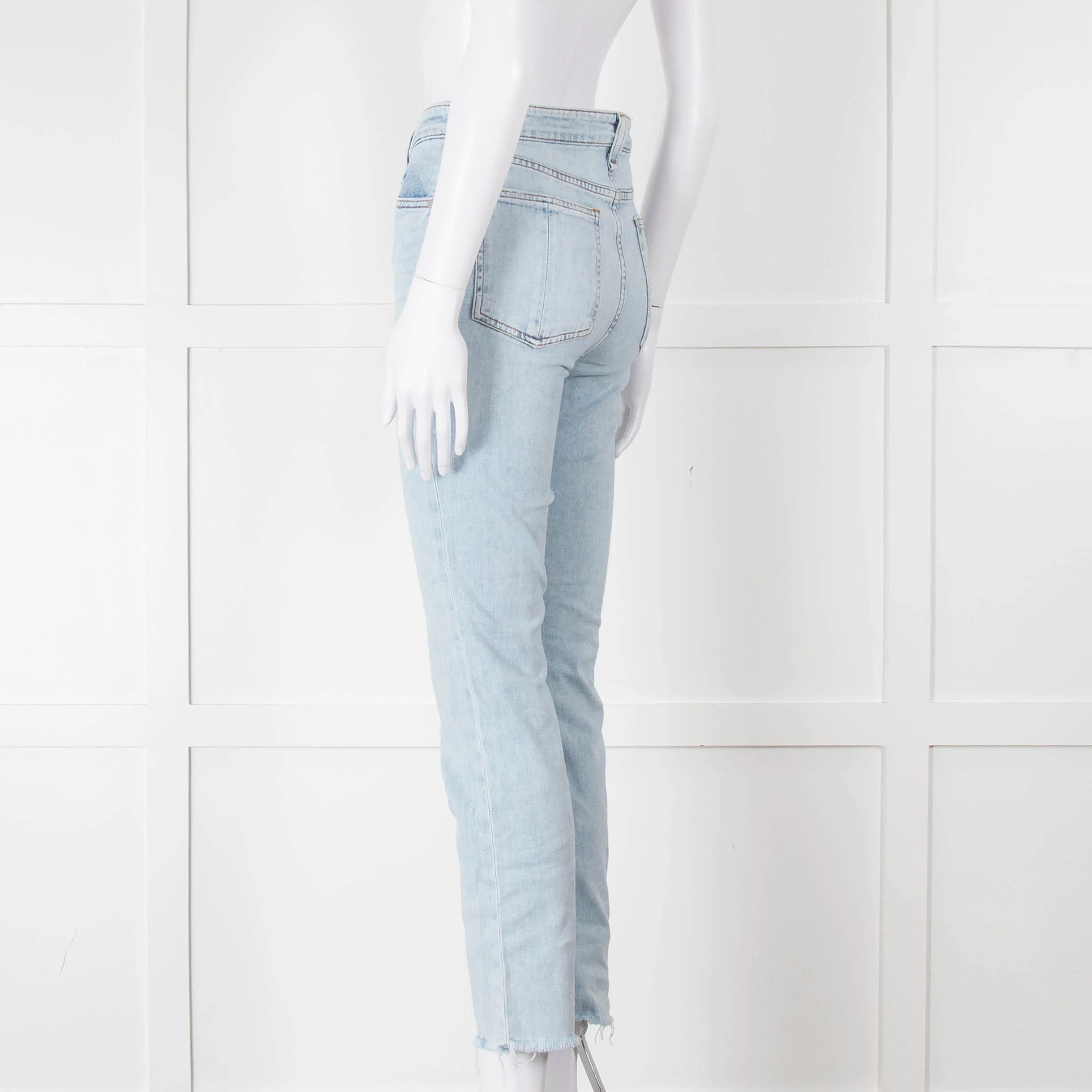 Rag & Bone Pale Wash Straight Leg Raw Hem Jeans - Image 6