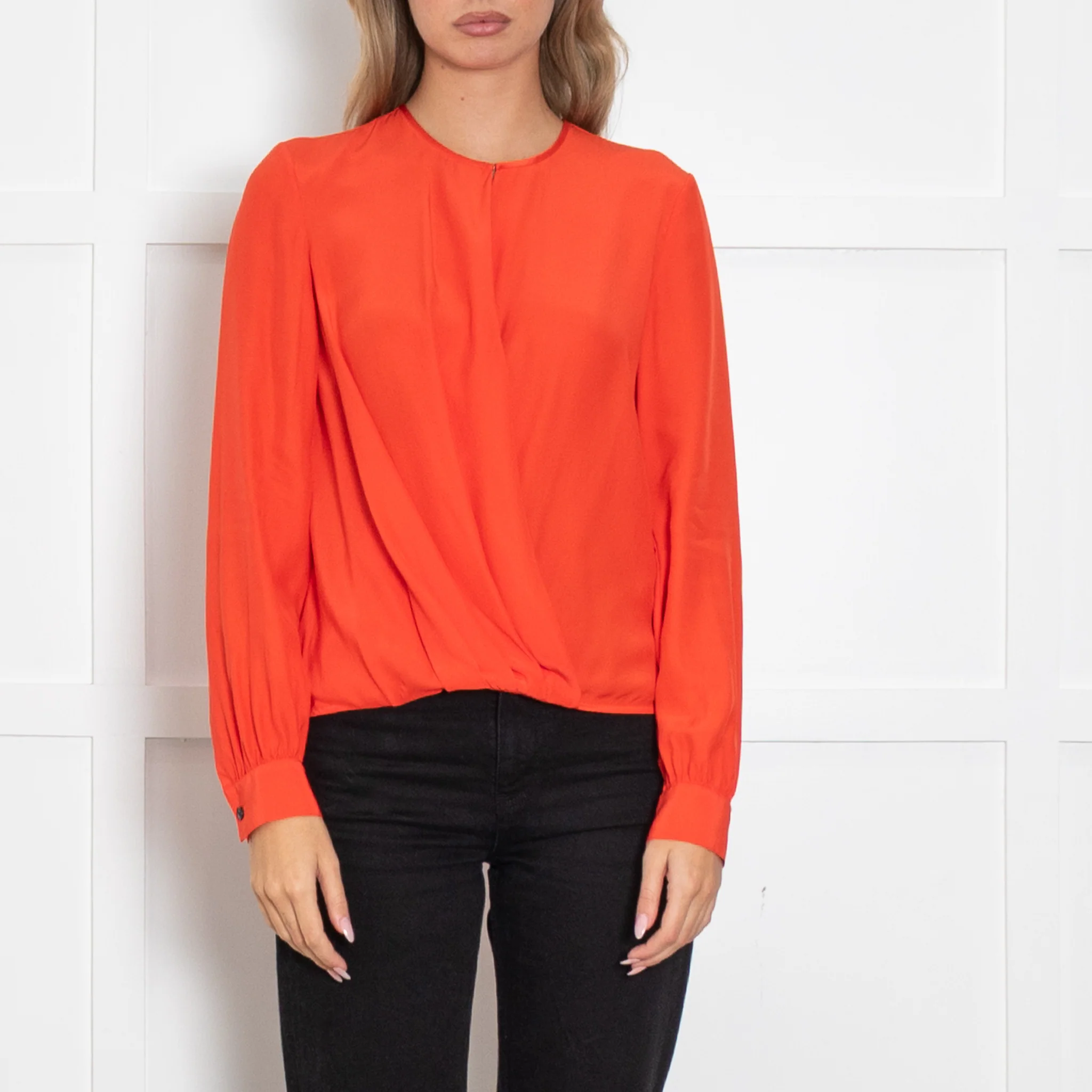 Rag & Bone Red Draped Long Sleeve Blouse - Image 2