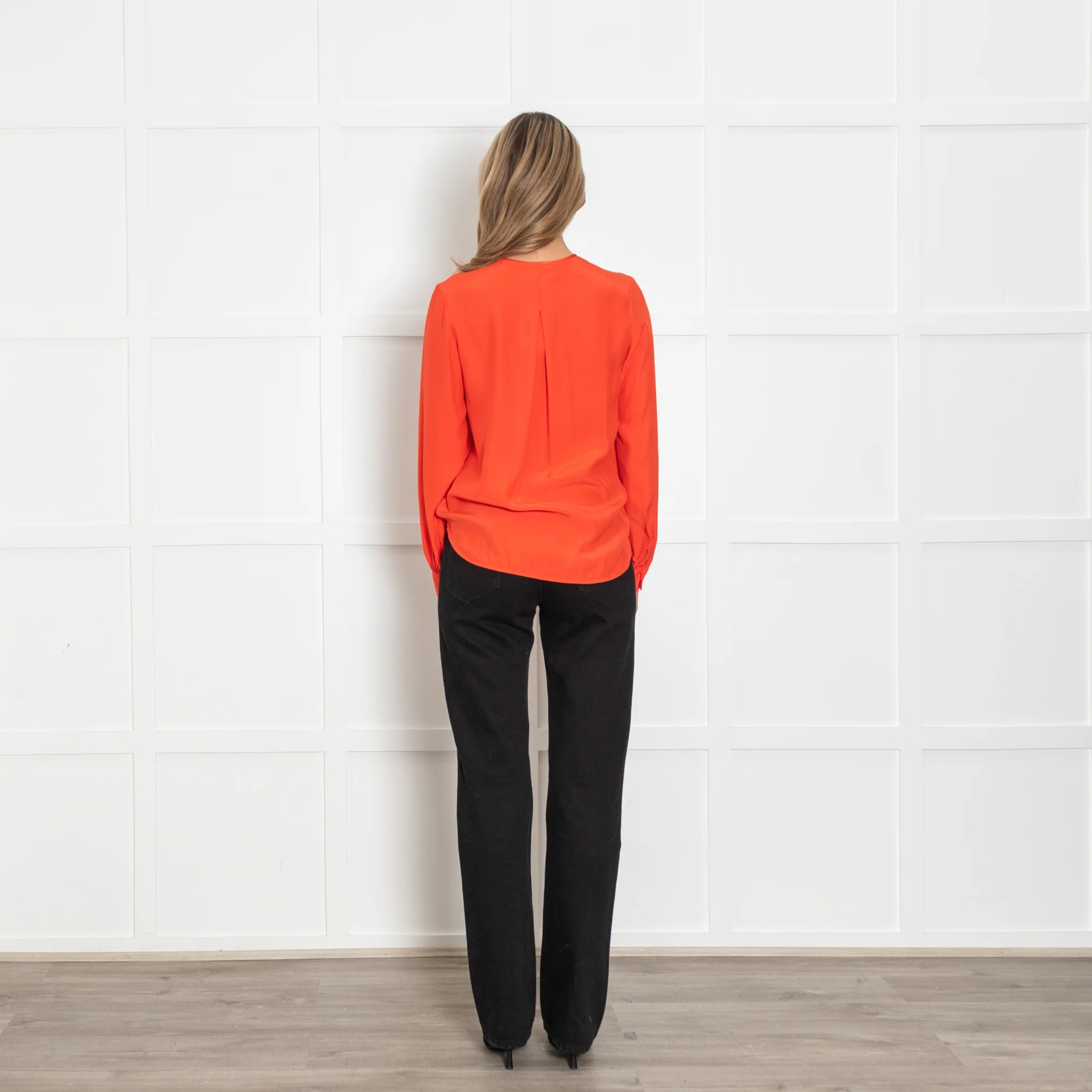Rag & Bone Red Draped Long Sleeve Blouse - Image 5