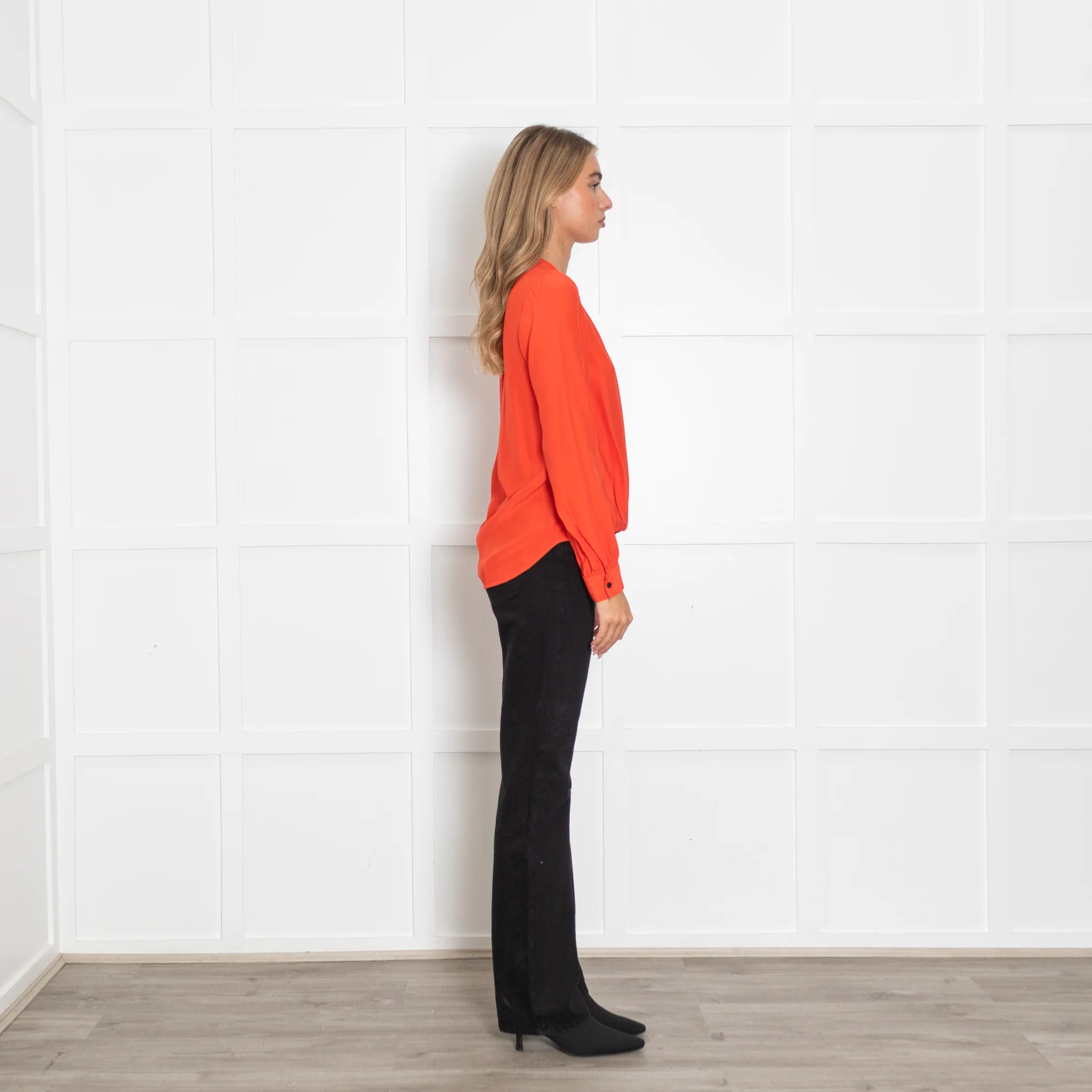 Rag & Bone Red Draped Long Sleeve Blouse - Image 6