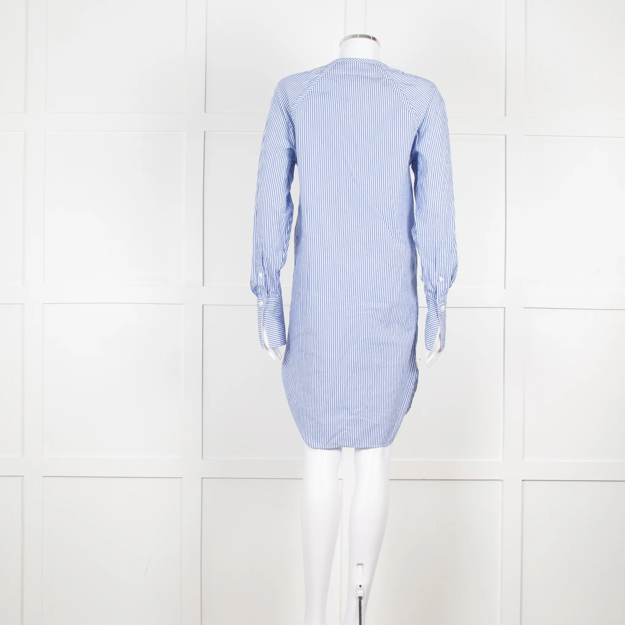 Rag & Bone White Blue Striped Cotton Shirt Dress - Image 5