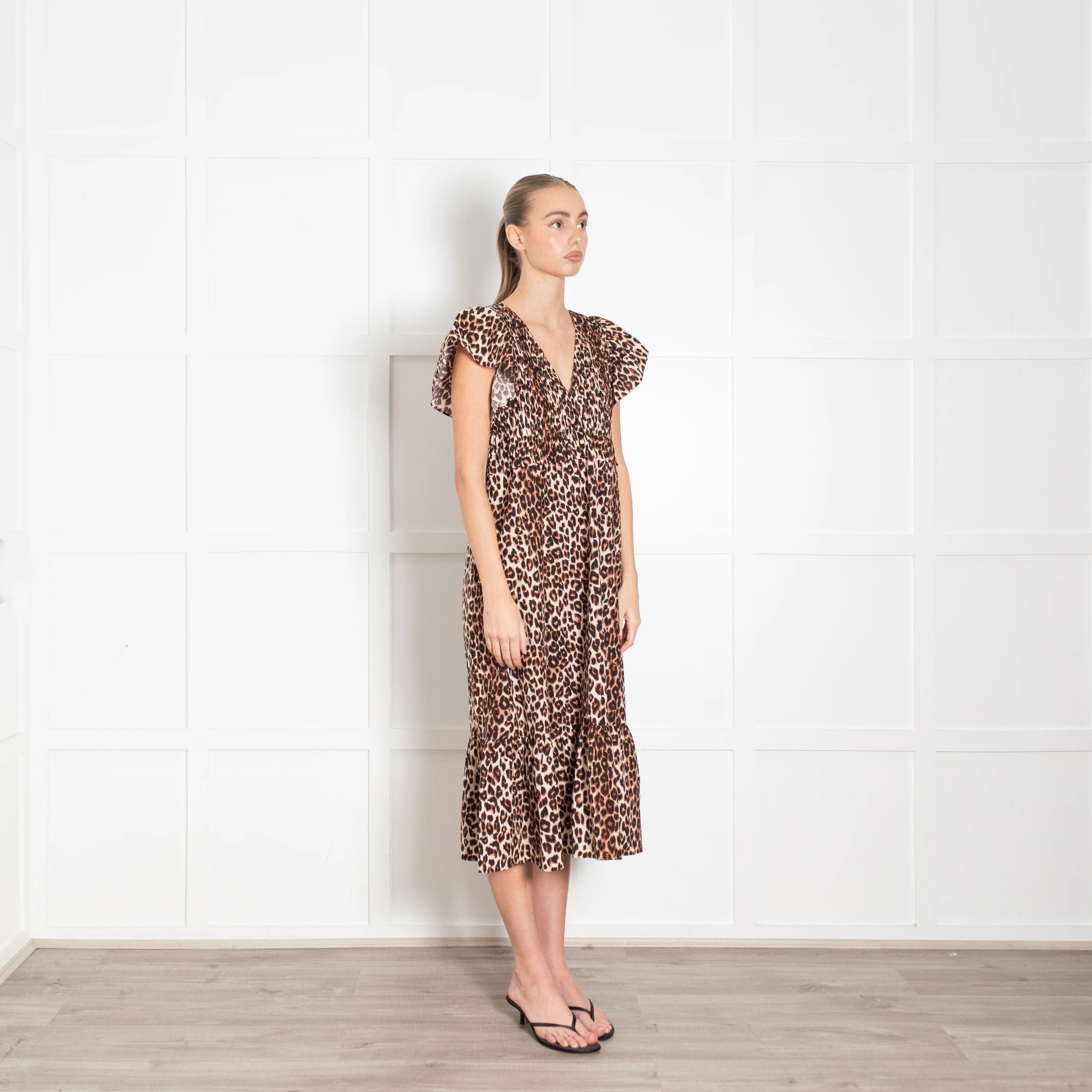 Rails Black Animal Print Clementine Frill Shoulder Dress - Image 7