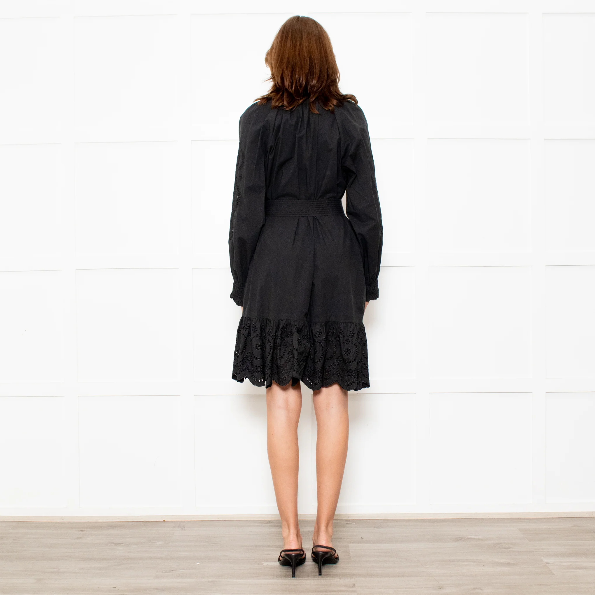 Rails Black Cotton Mini Dress with Frill Trim and Tie Waist - Image 5