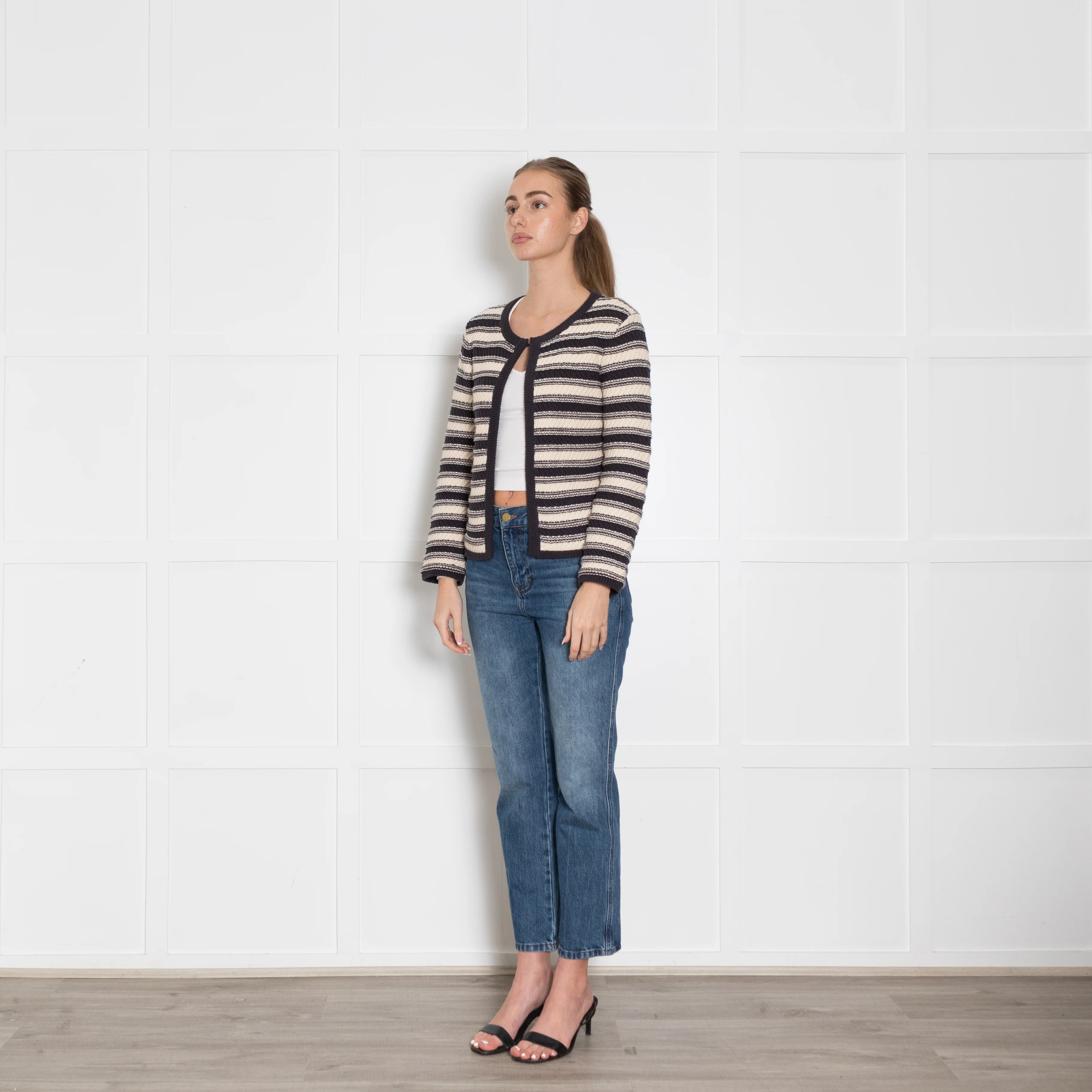 Rails Black Cream Stripe Cotton Blend Cardigan - Image 3