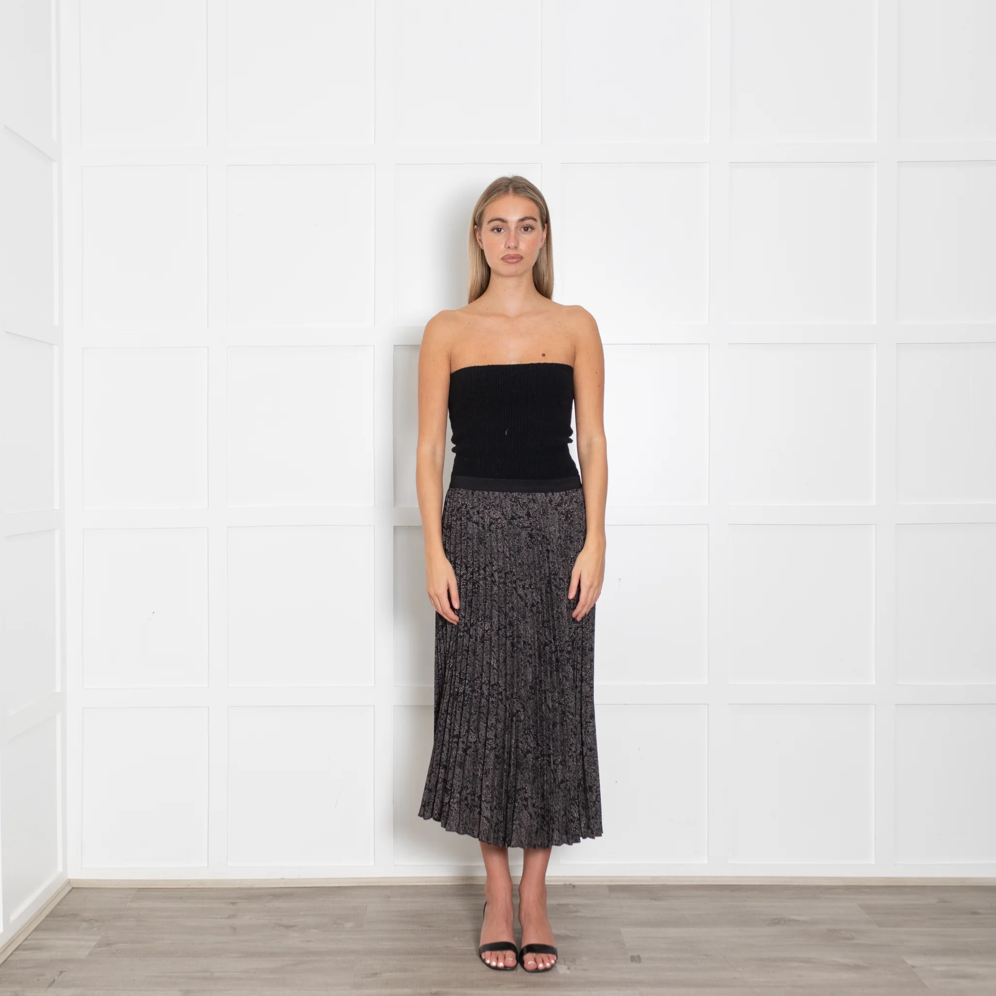 Rails Black Grey Print Pleated Skirt