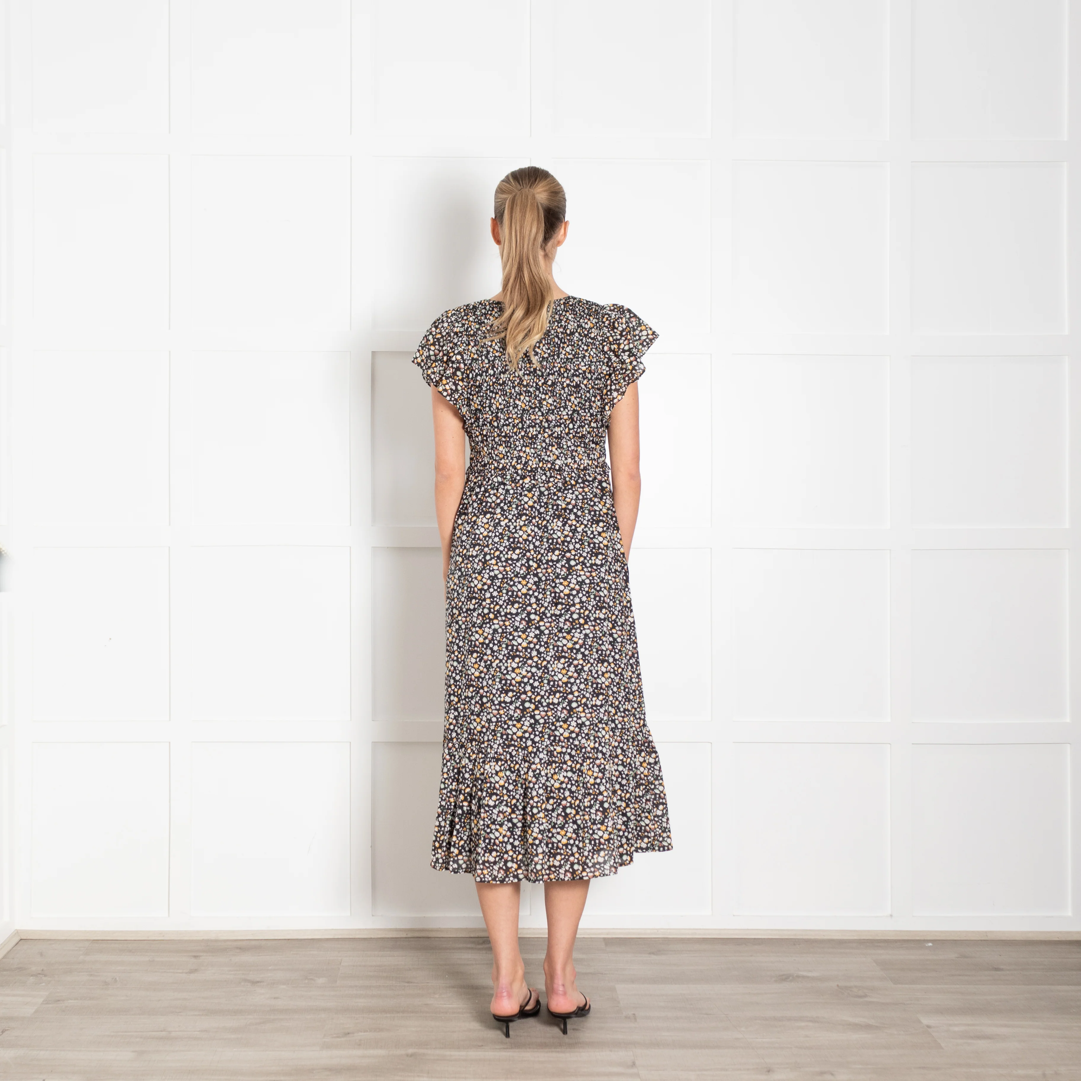 Rails Black Micro Floral Clementine Frill Shoulder Dress - Image 5