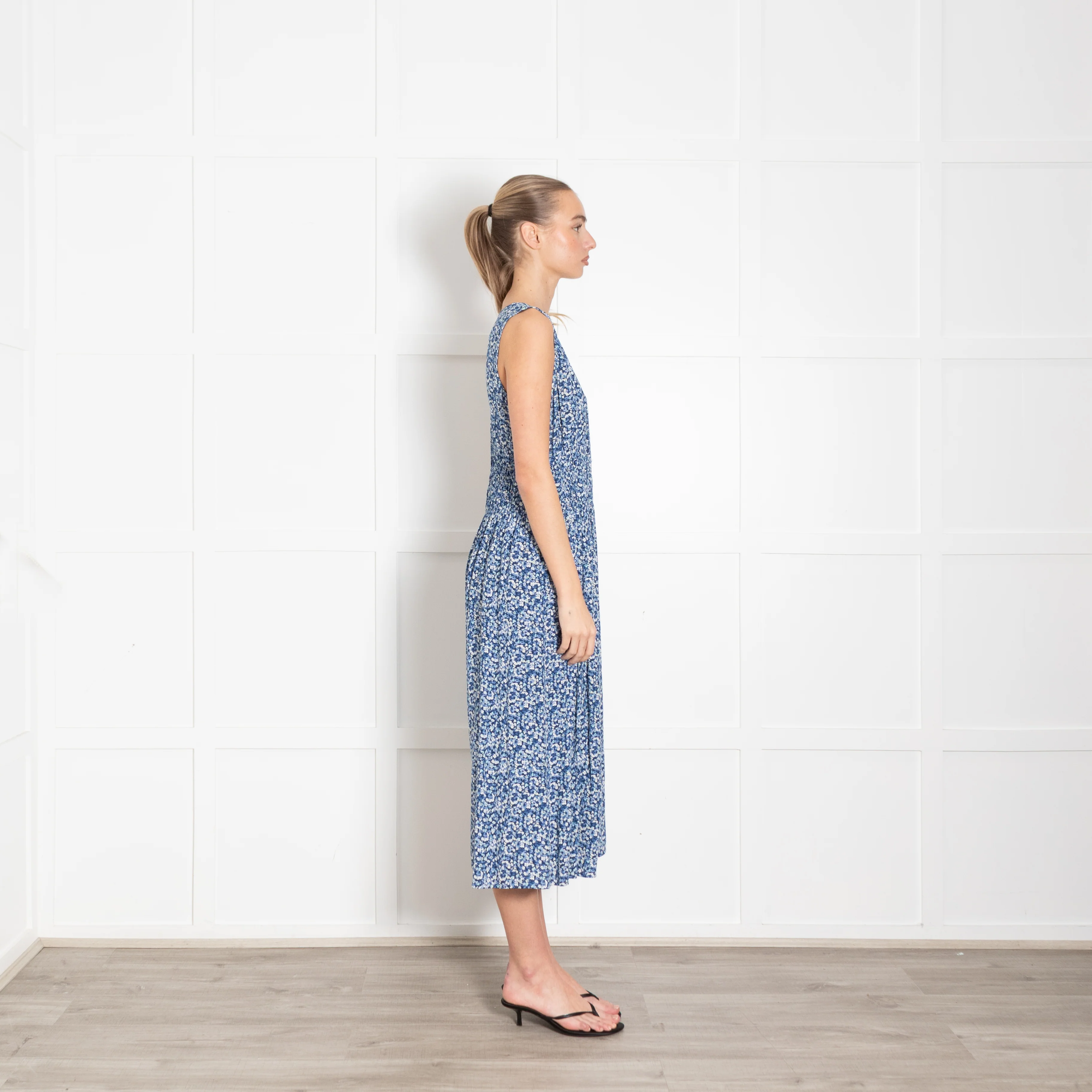 Rails Blue Floral Smock Waist Midi Dress - Image 6