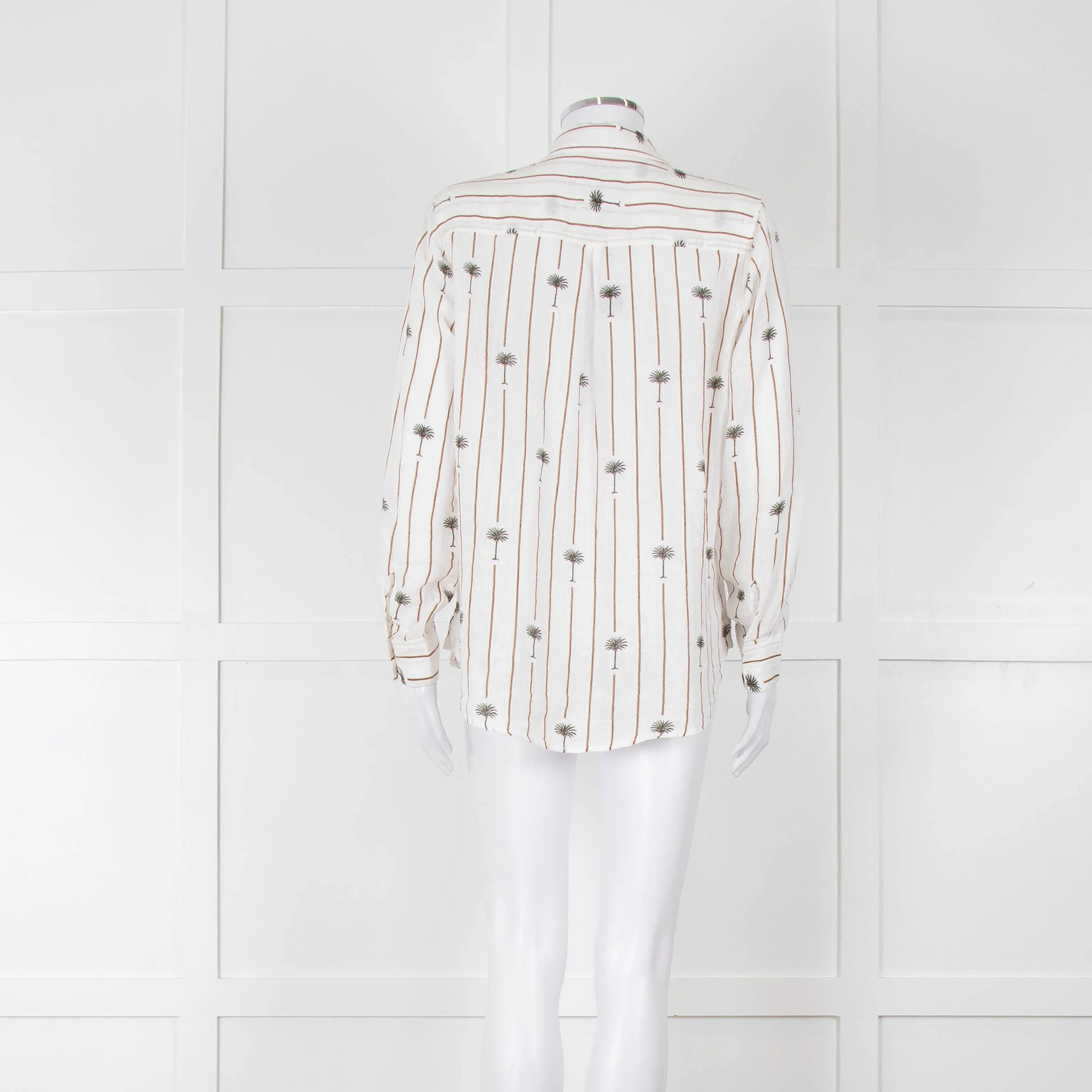 Rails Brown Stripe Palm Print Linen Shirt - Image 5